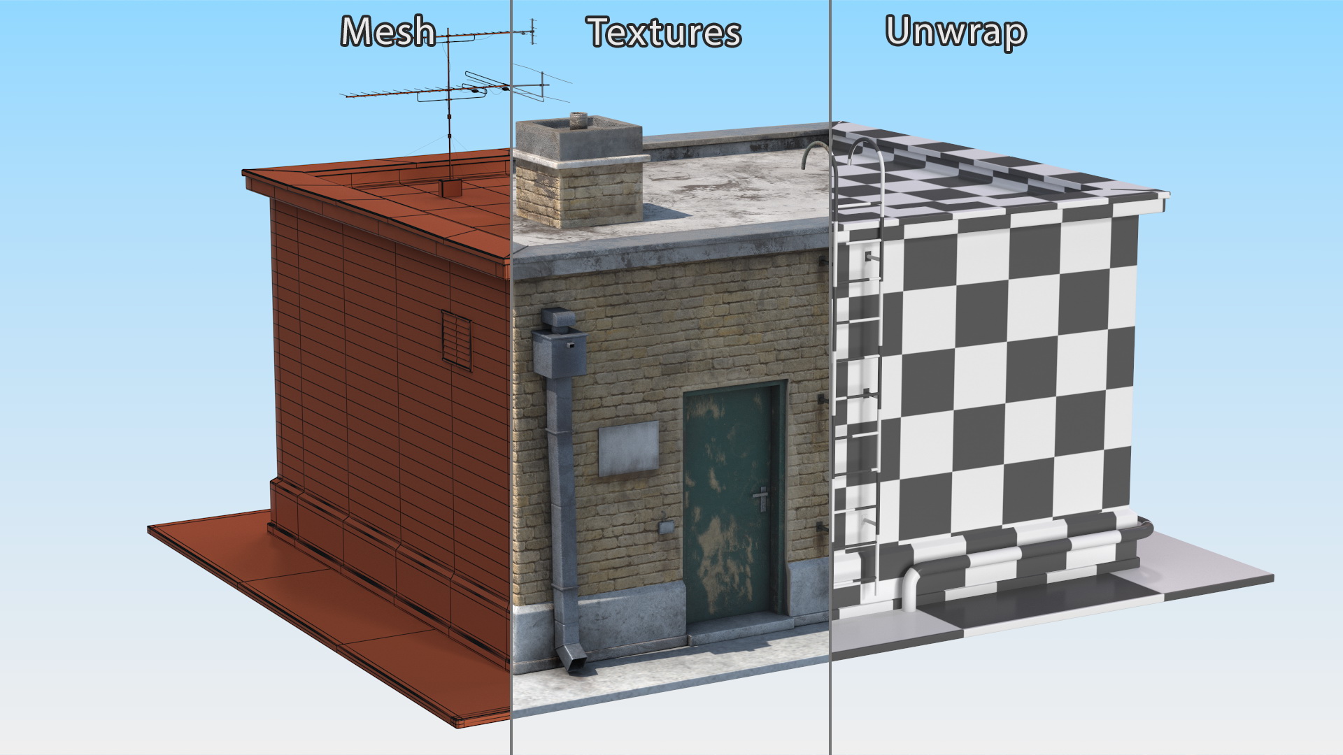 3D model Roof Entrance Dilapidated