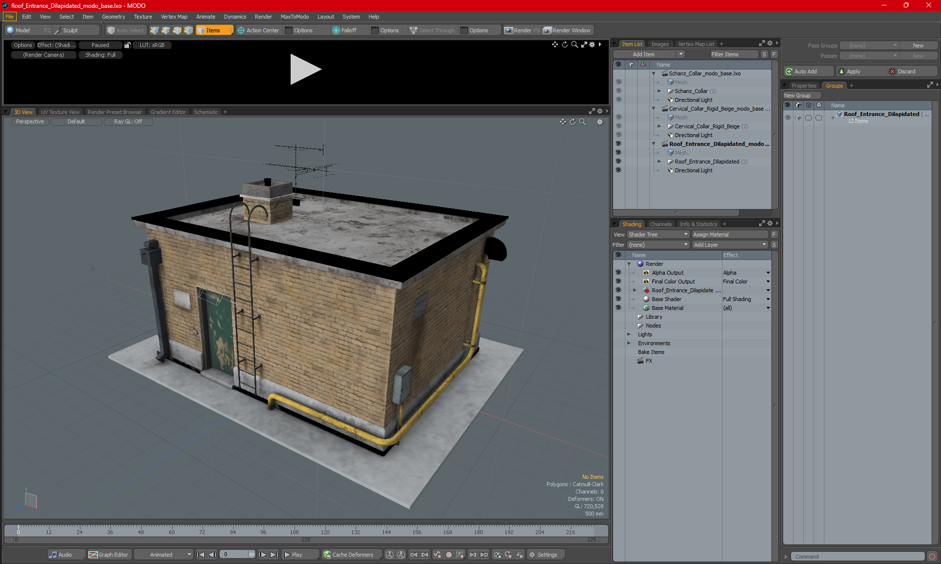 3D model Roof Entrance Dilapidated