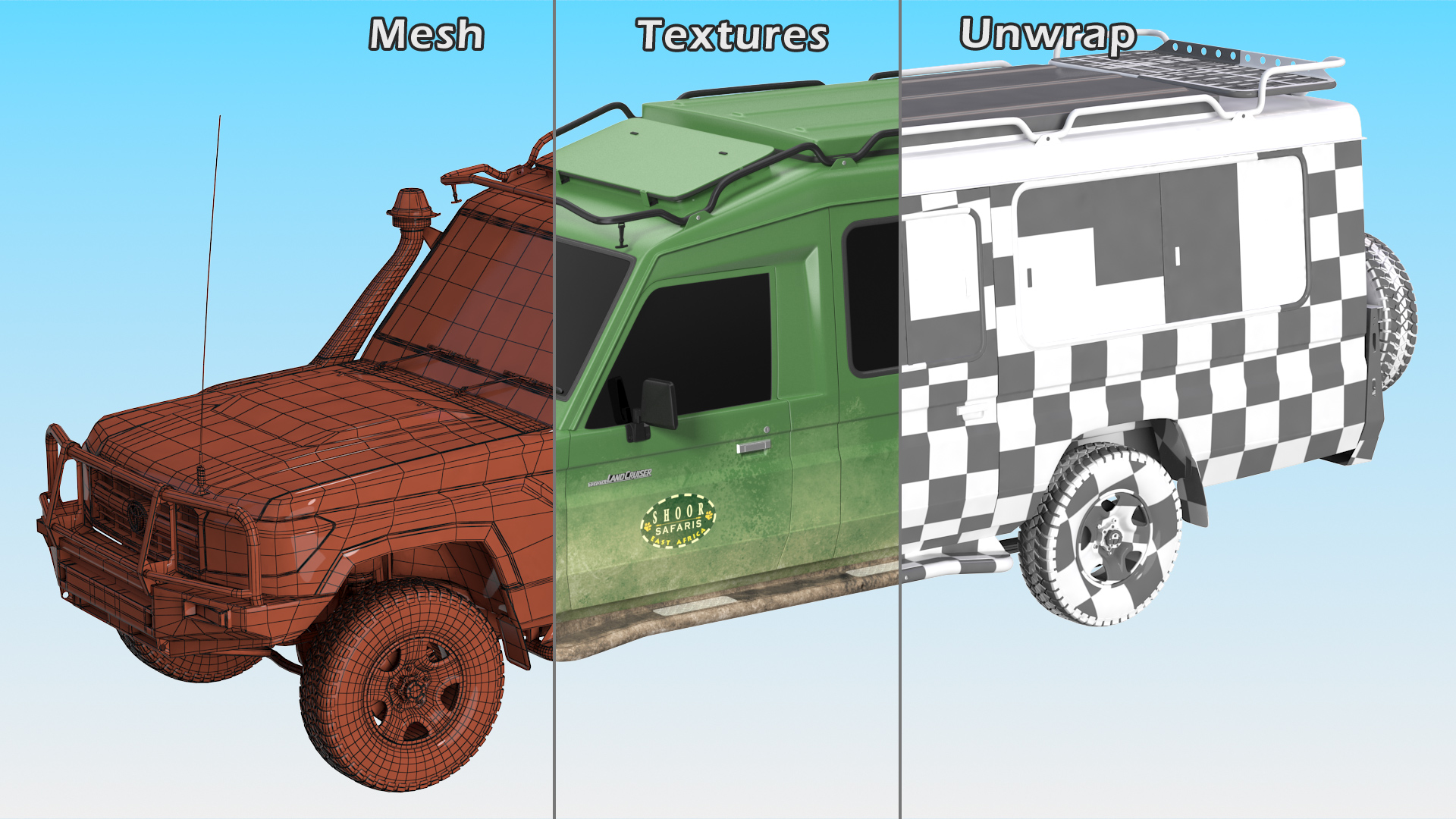 3D Toyota Land Cruiser Safari Green Exterior Only
