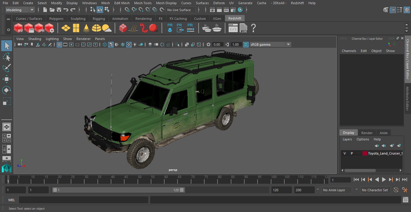 3D Toyota Land Cruiser Safari Green Exterior Only
