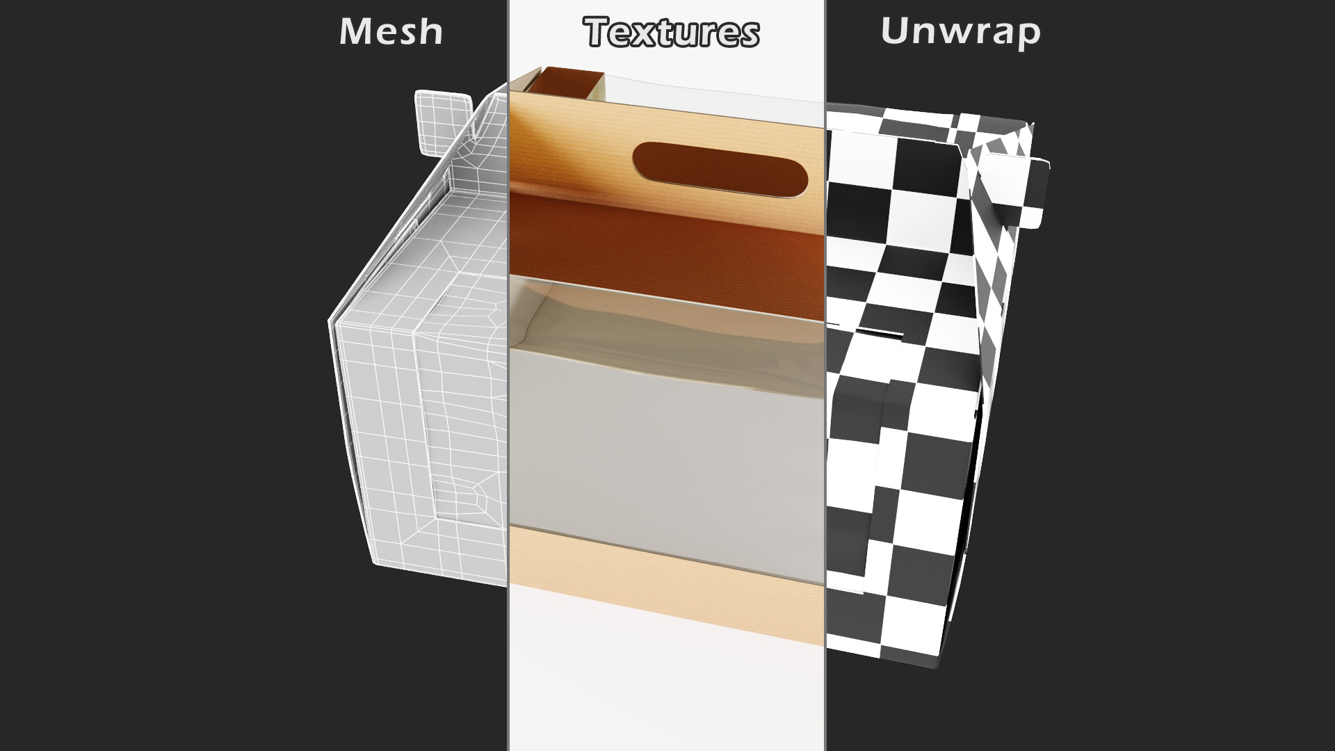 3D W Packaging Cake Box Kraft with Window model