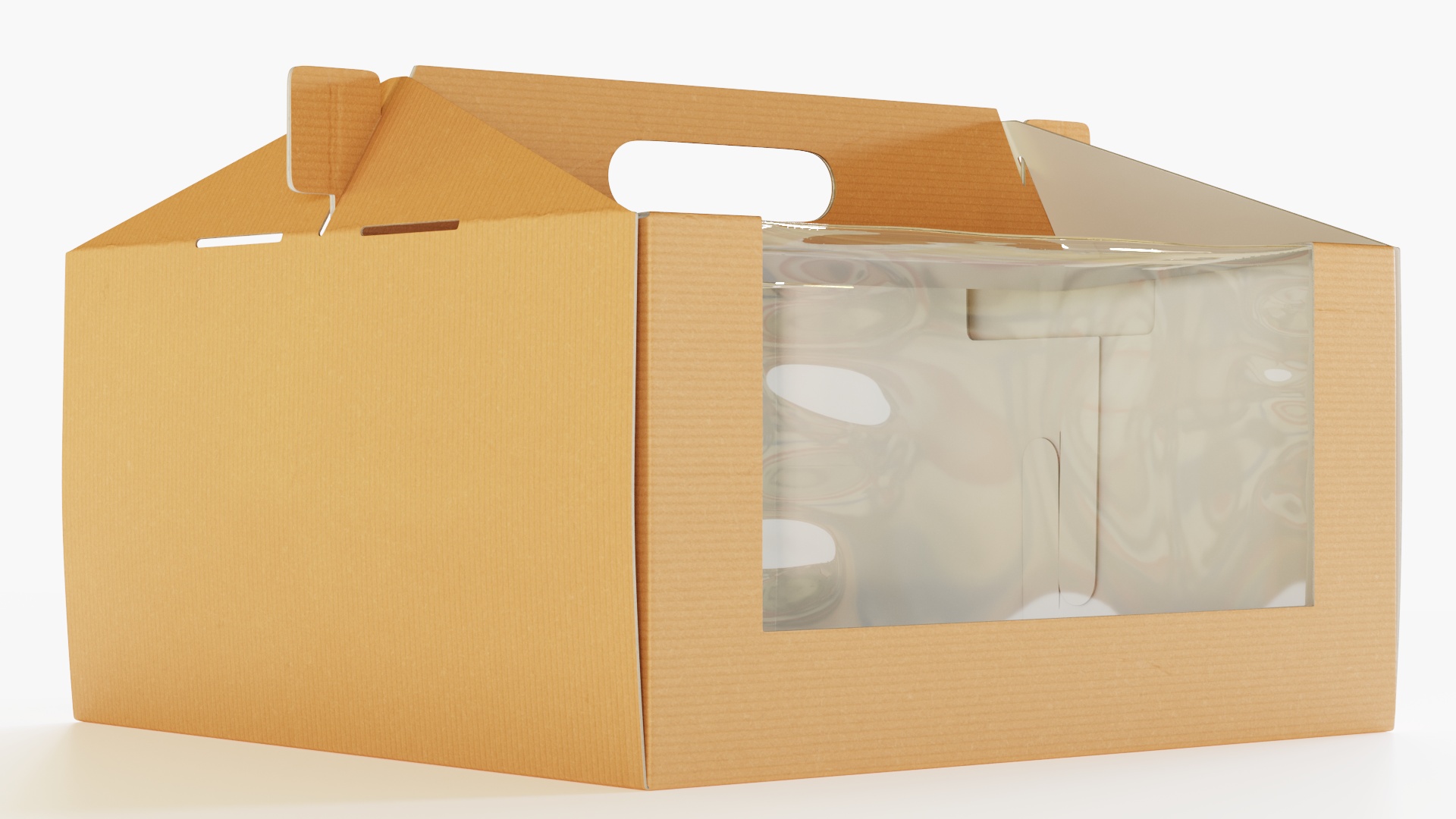 3D W Packaging Cake Box Kraft with Window model