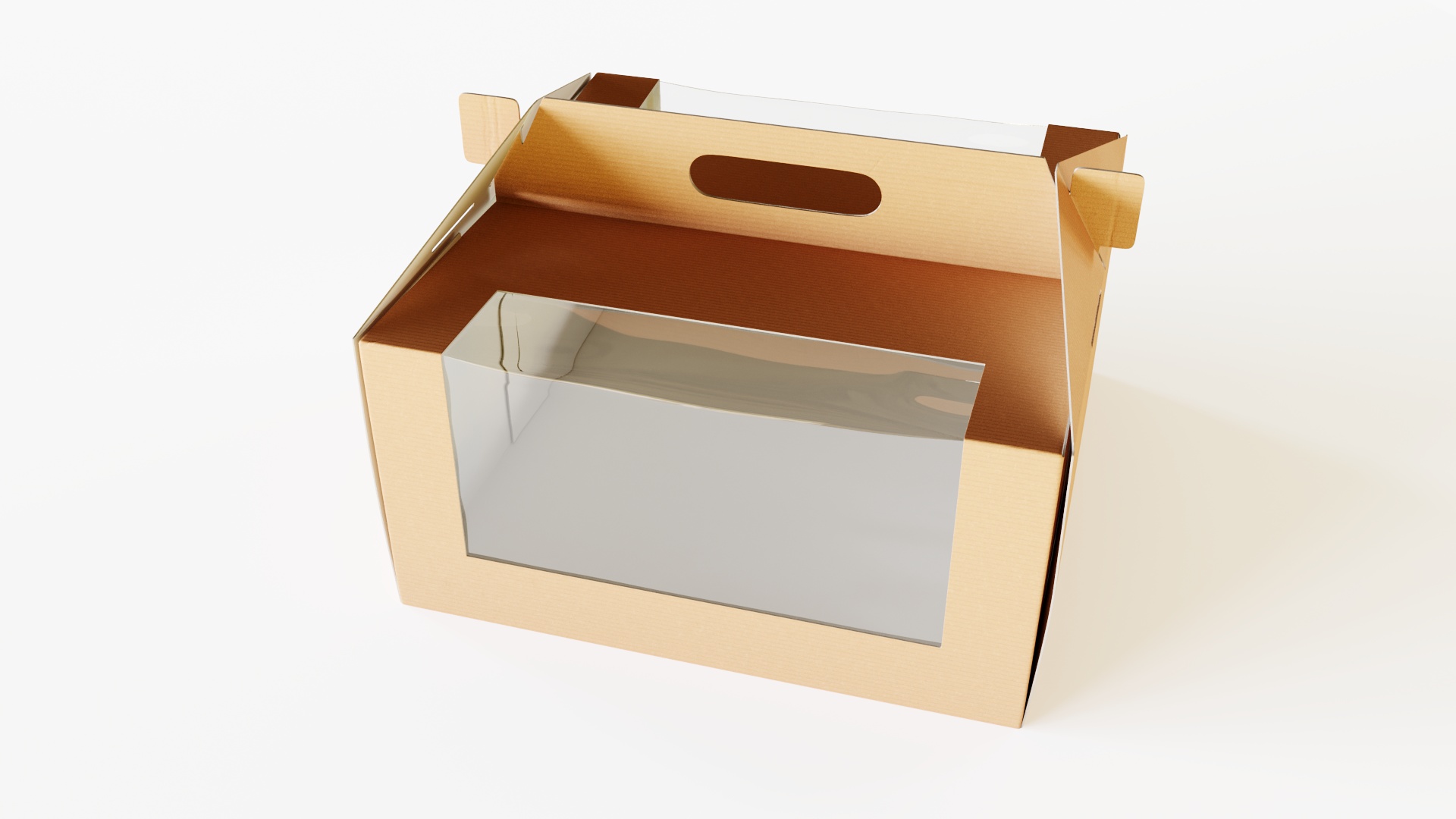 3D W Packaging Cake Box Kraft with Window model