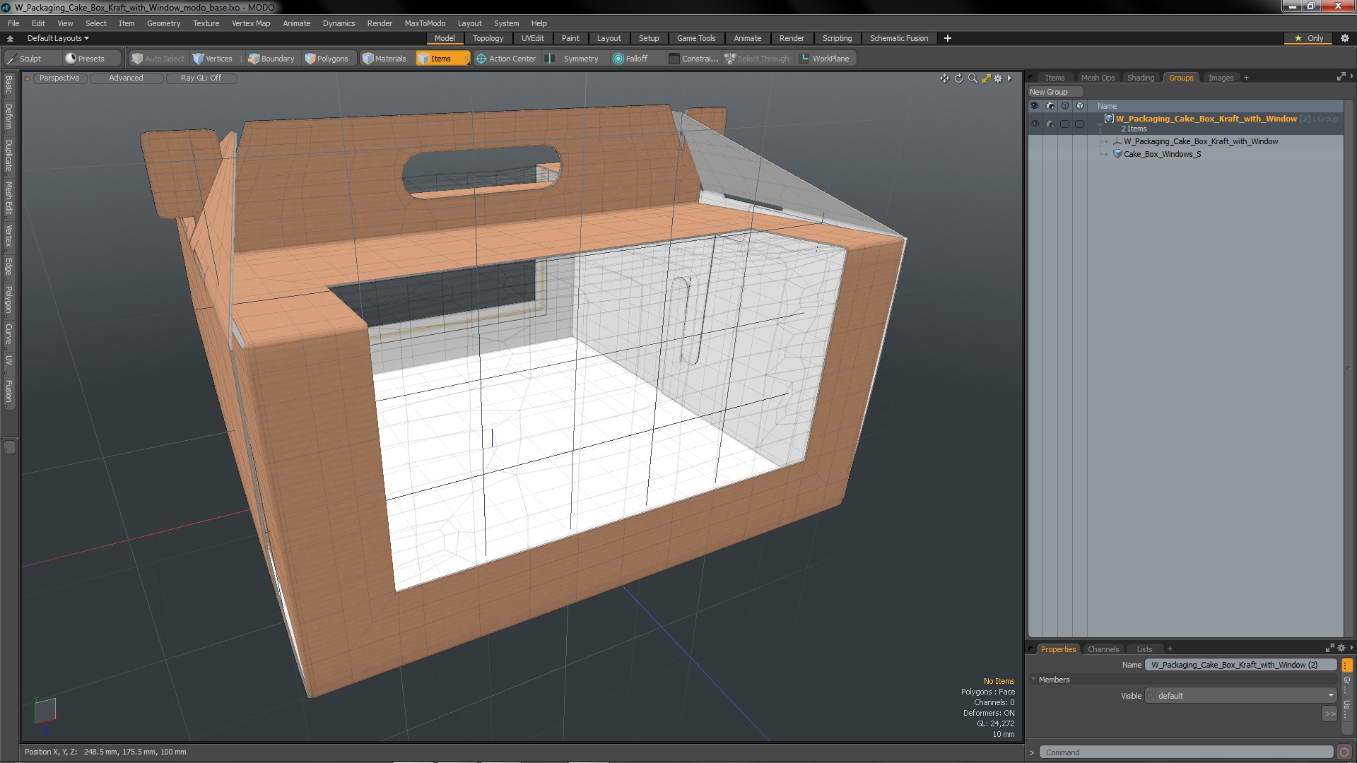 3D W Packaging Cake Box Kraft with Window model