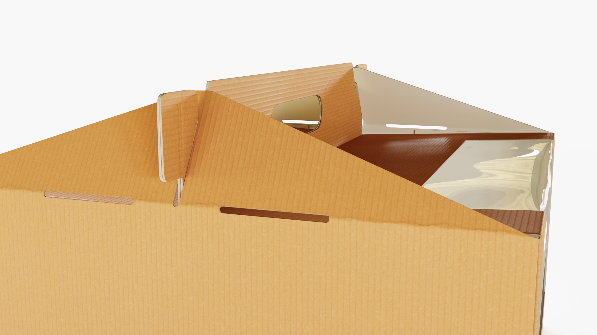 3D W Packaging Cake Box Kraft with Window model