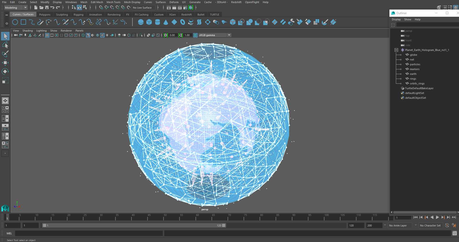 3D Planet Earth Hologram Blue