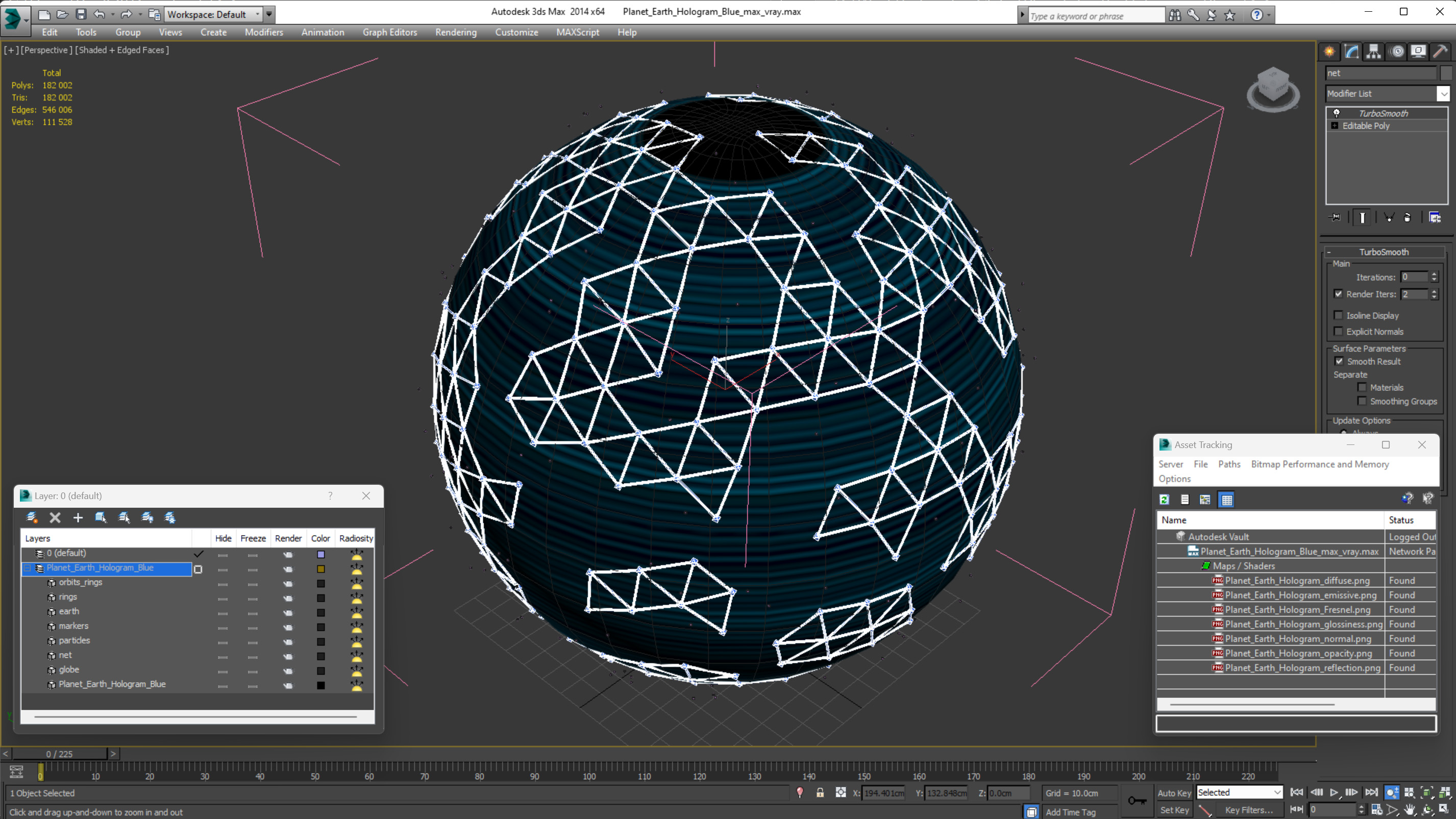 3D Planet Earth Hologram Blue