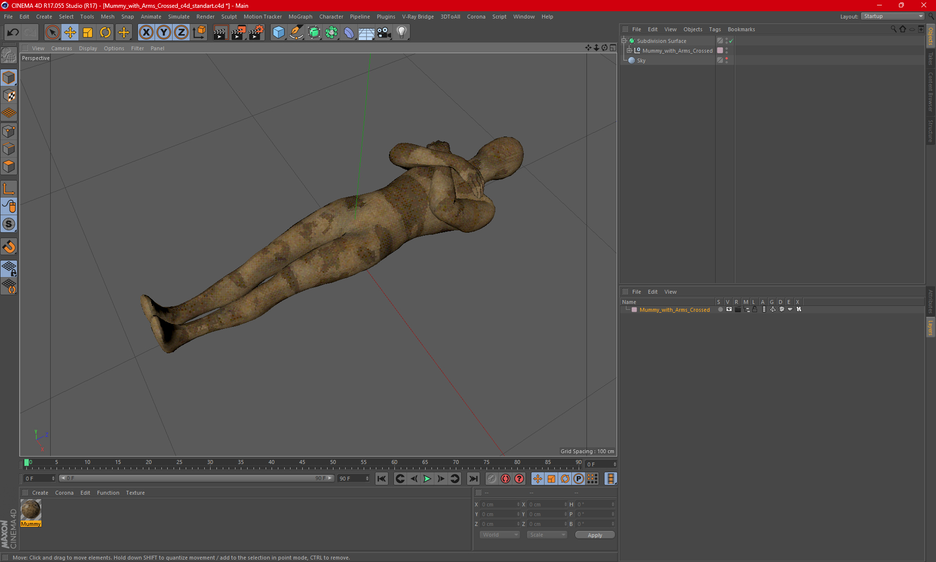3D Mummy with Arms Crossed model