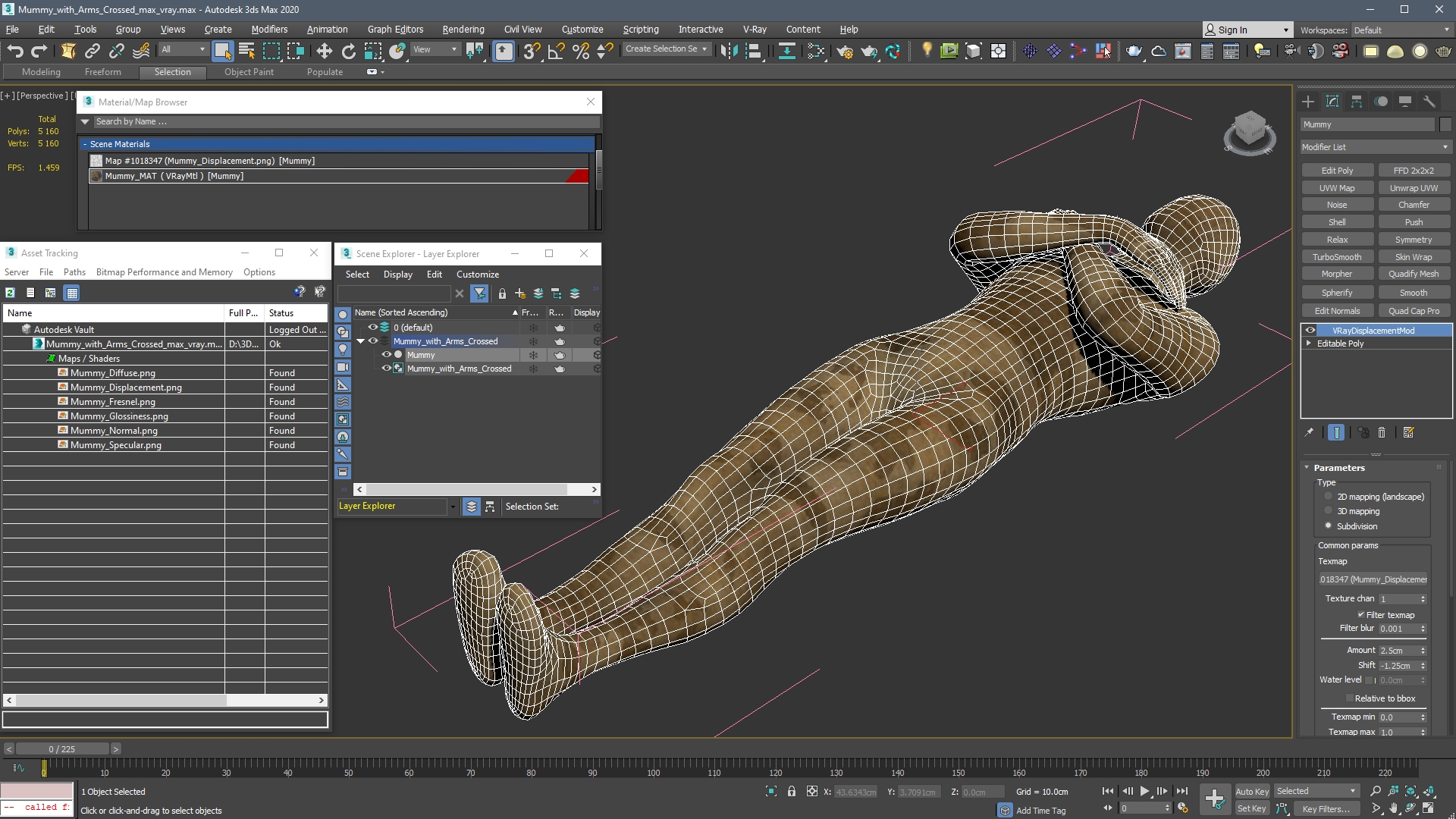 3D Mummy with Arms Crossed model