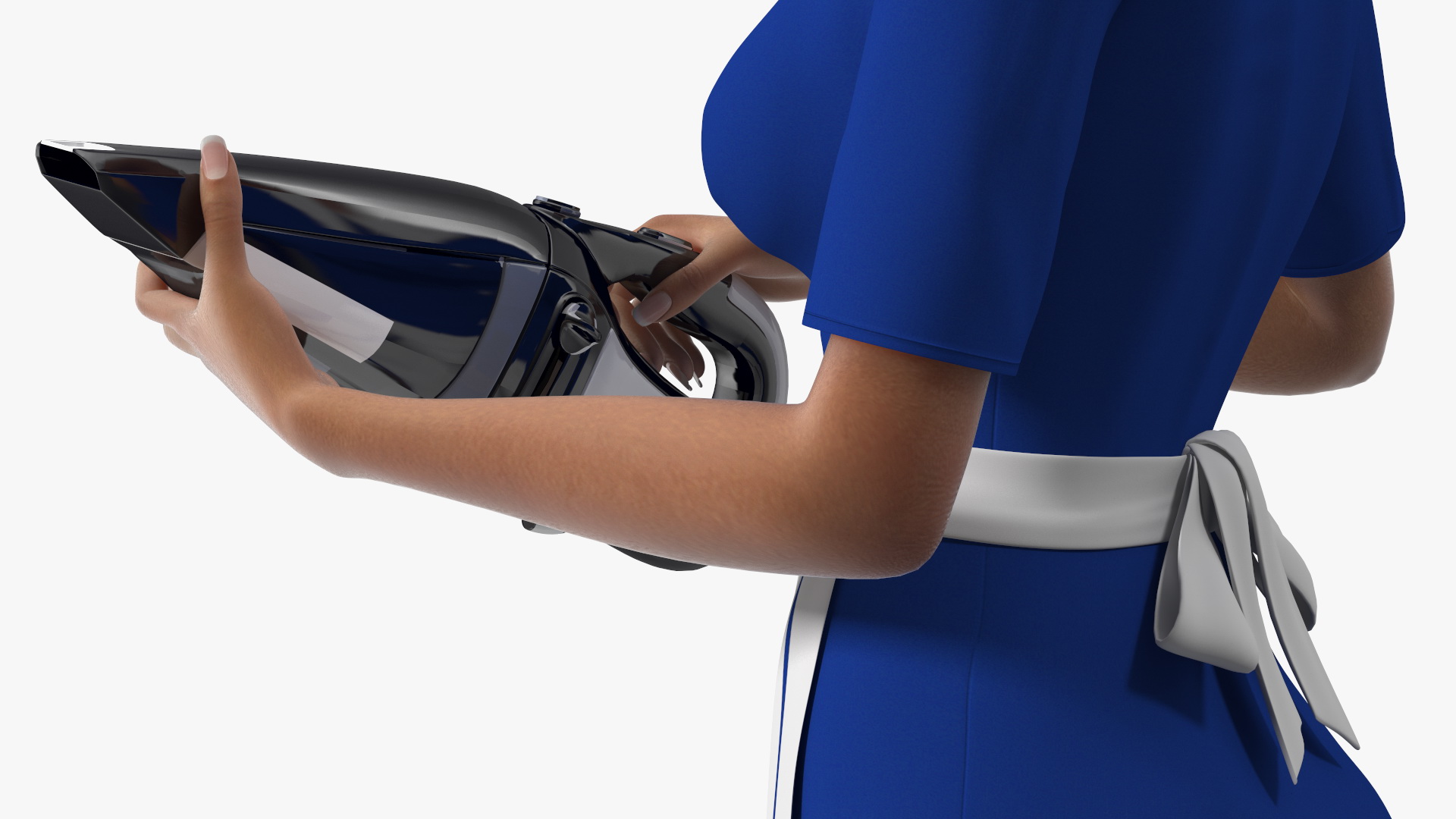3D model Light Skin Black Maid with Handheld Vacuum Cleaner
