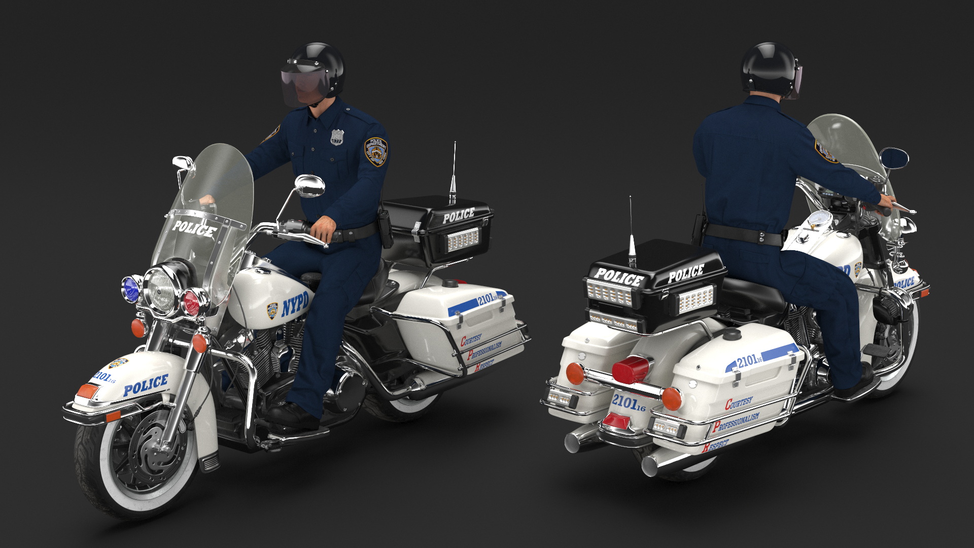 3D NYPD Road King Motorcycle with Officer model