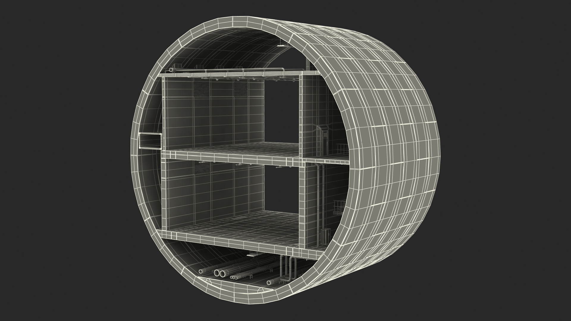 Two Level Car Tunnel Cross Section 3D model