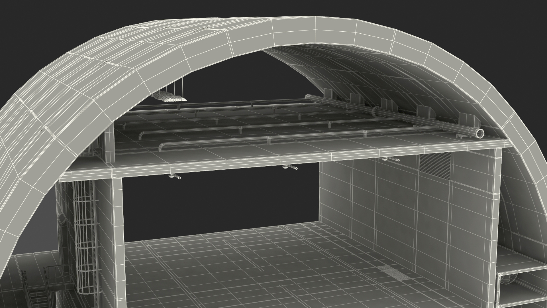 Two Level Car Tunnel Cross Section 3D model