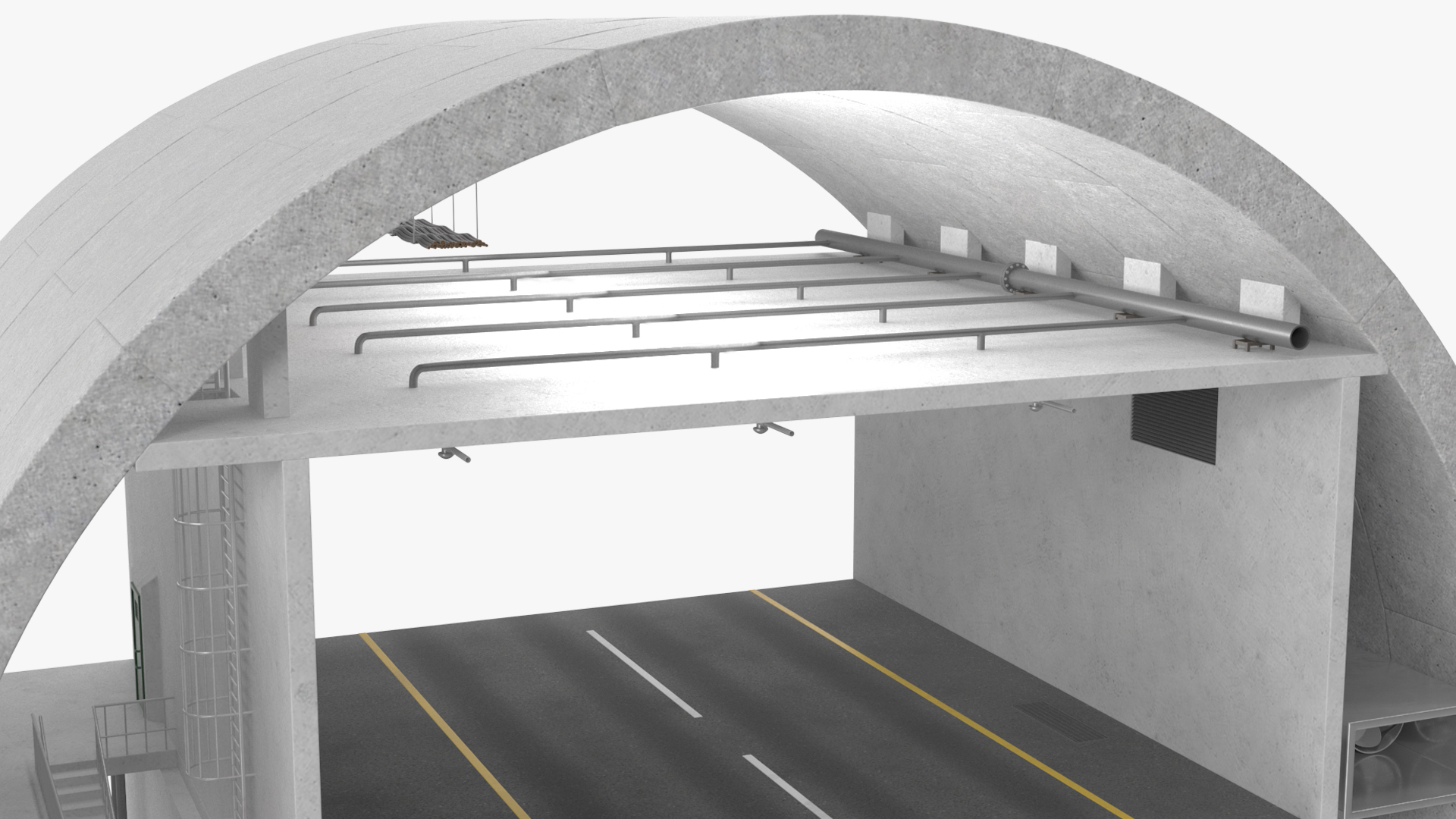 Two Level Car Tunnel Cross Section 3D model