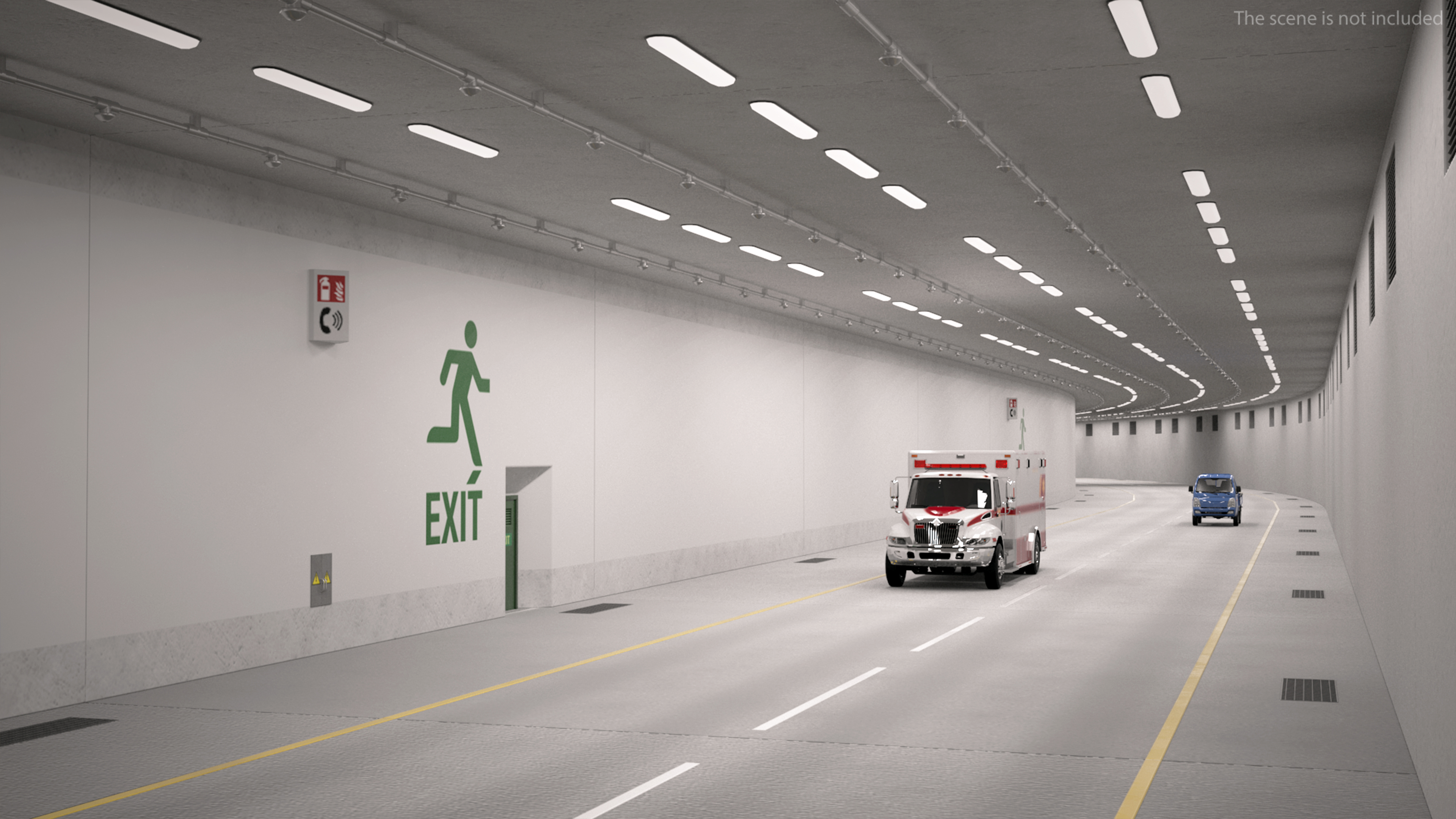 Two Level Car Tunnel Cross Section 3D model