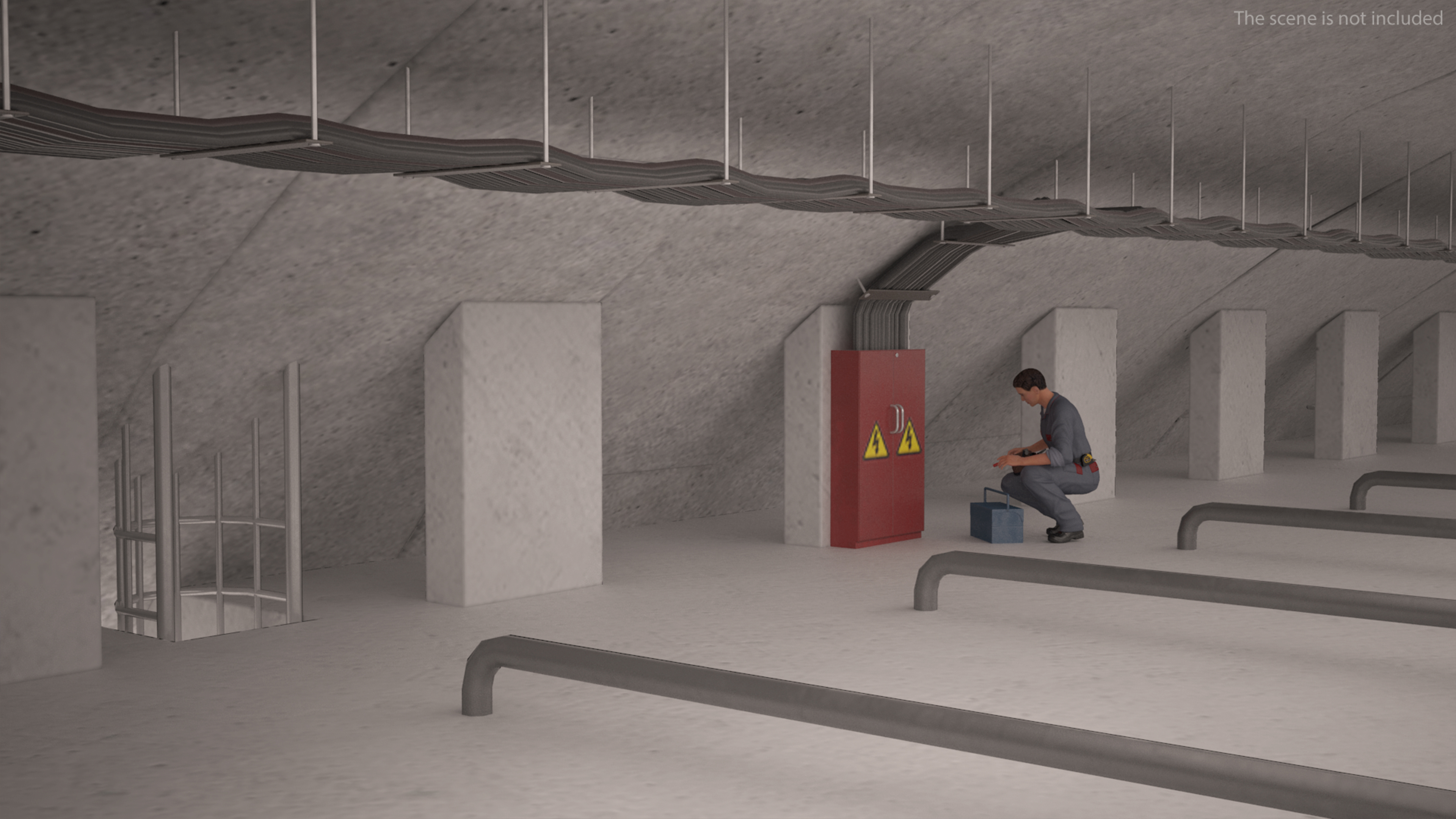 Two Level Car Tunnel Cross Section 3D model