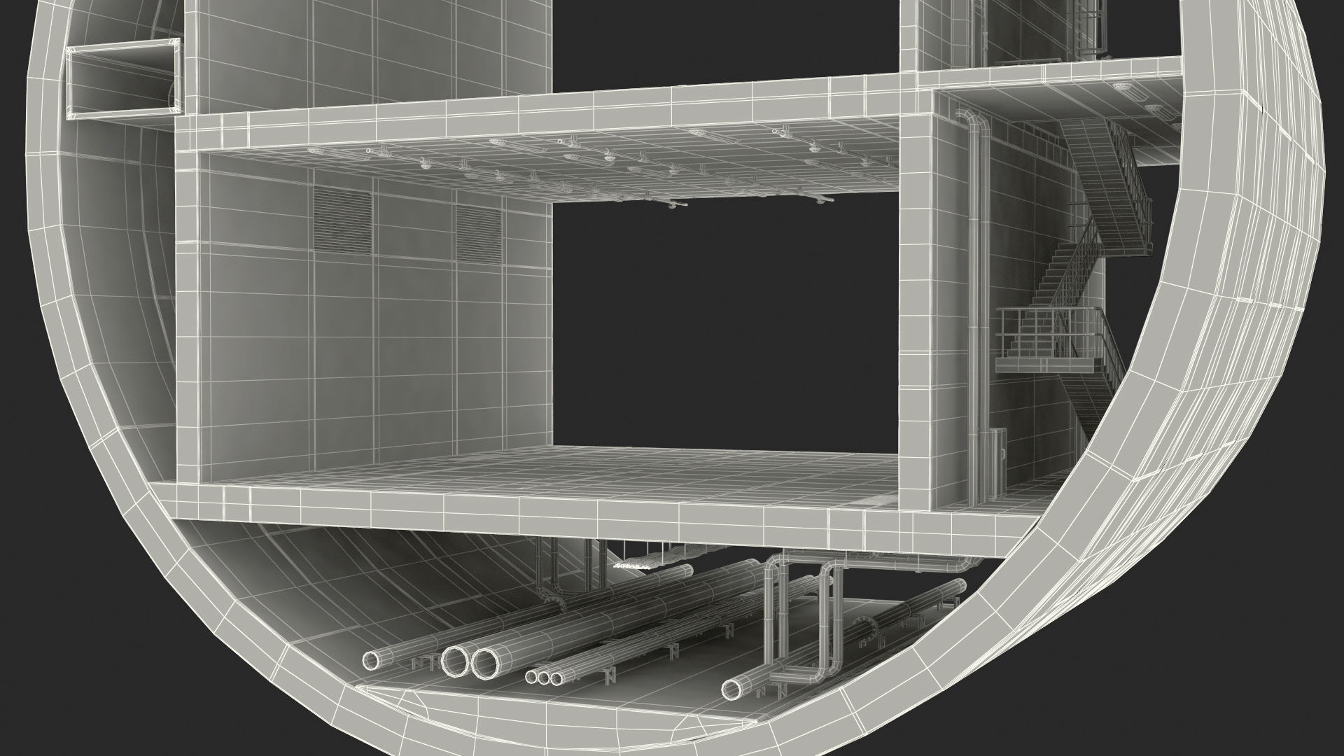 Two Level Car Tunnel Cross Section 3D model