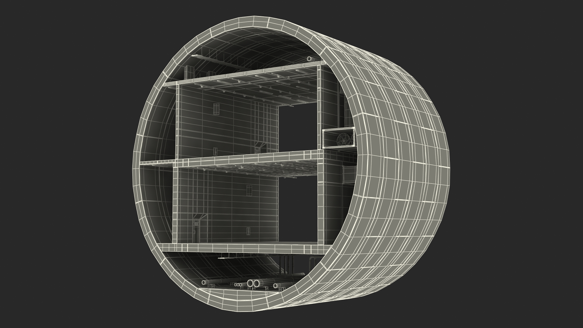 Two Level Car Tunnel Cross Section 3D model