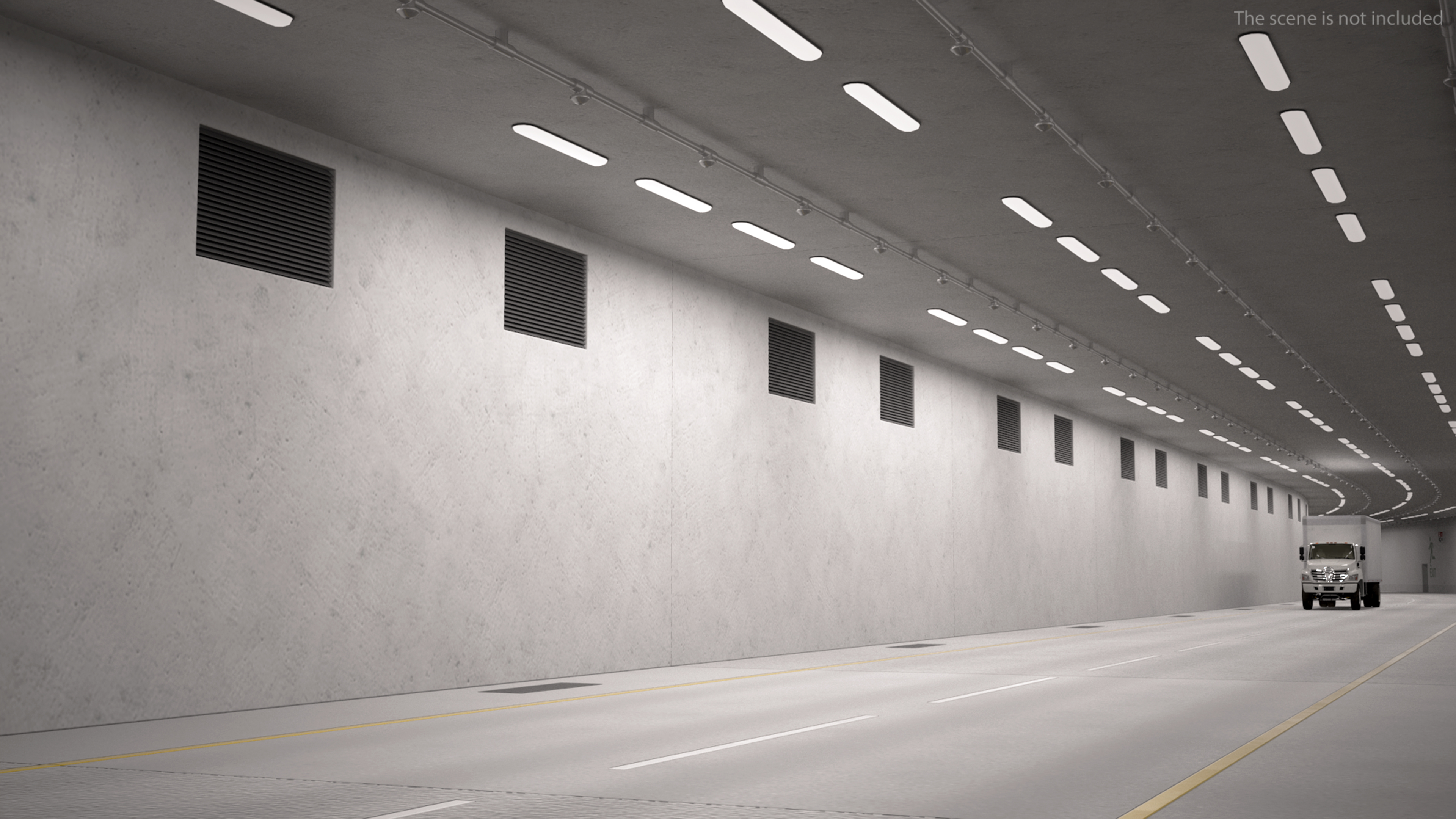 Two Level Car Tunnel Cross Section 3D model
