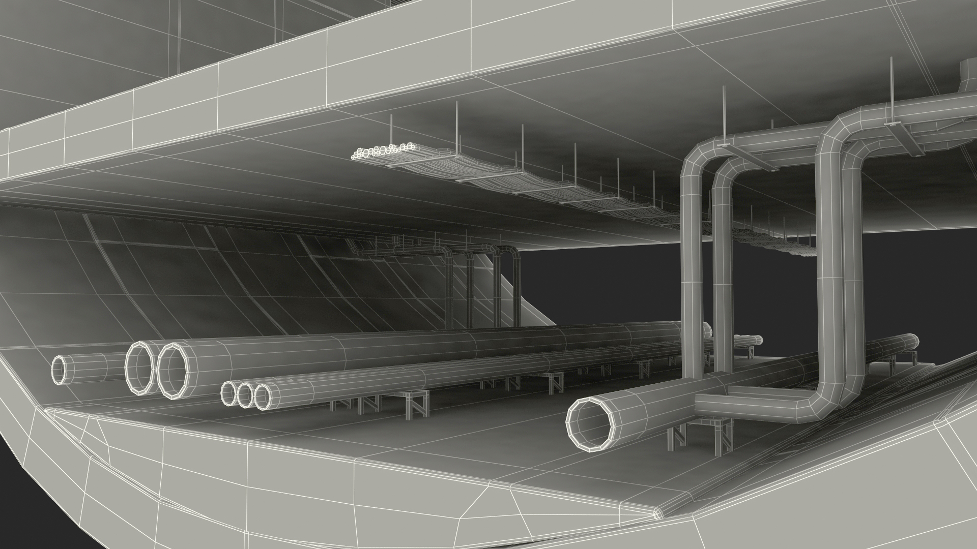 Two Level Car Tunnel Cross Section 3D model