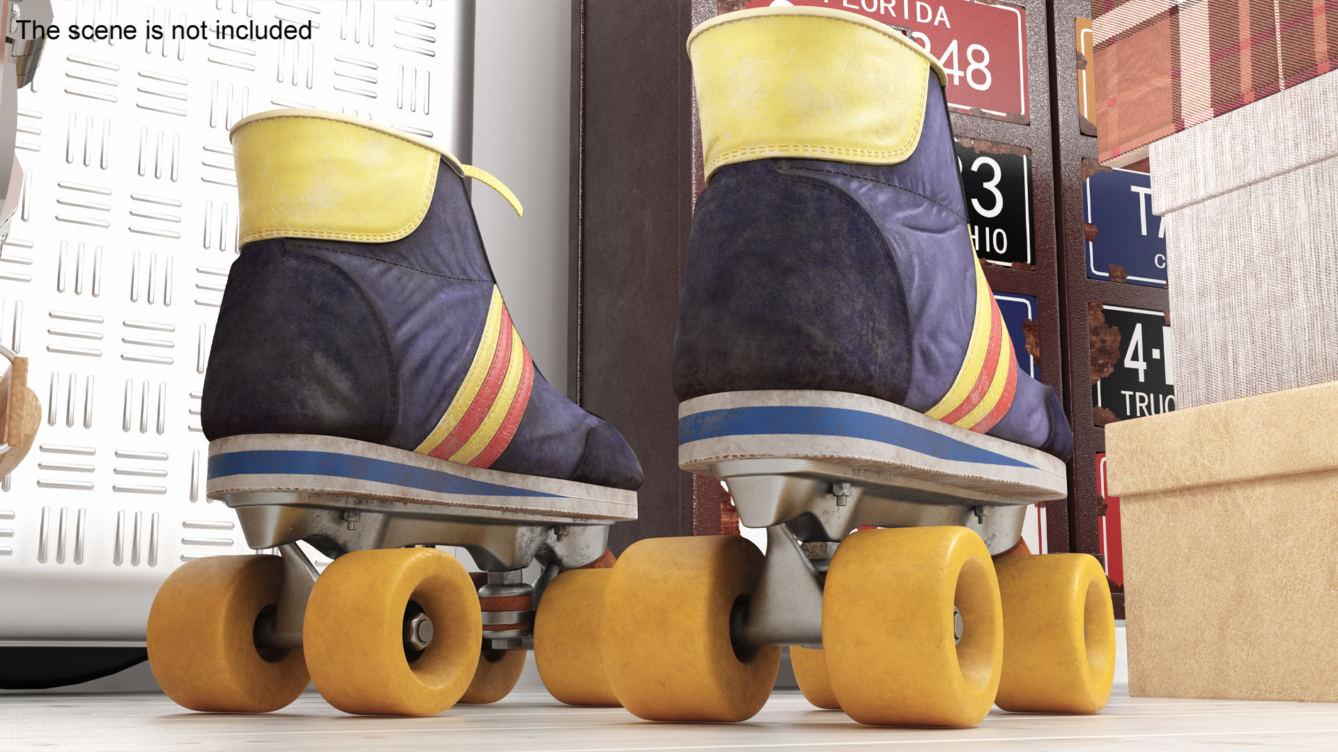 3D Vintage Style Old Roller Skates