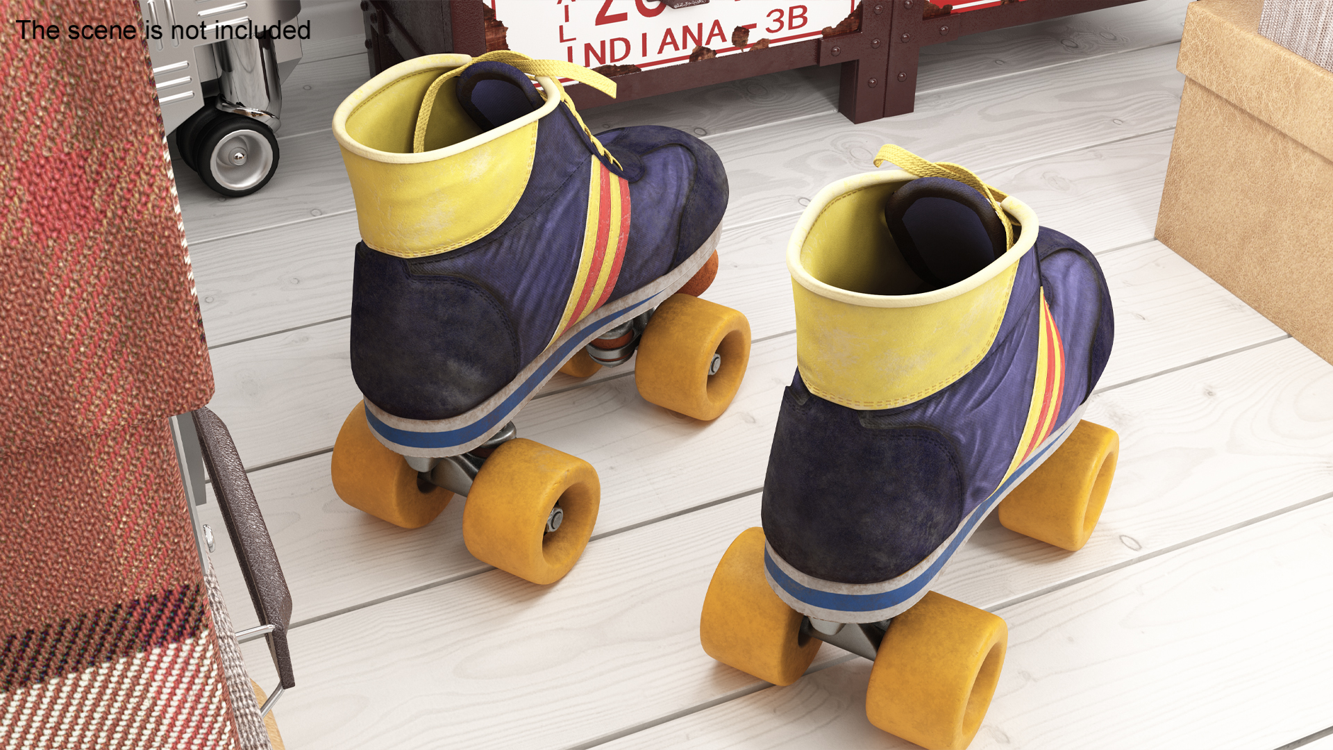 3D Vintage Style Old Roller Skates