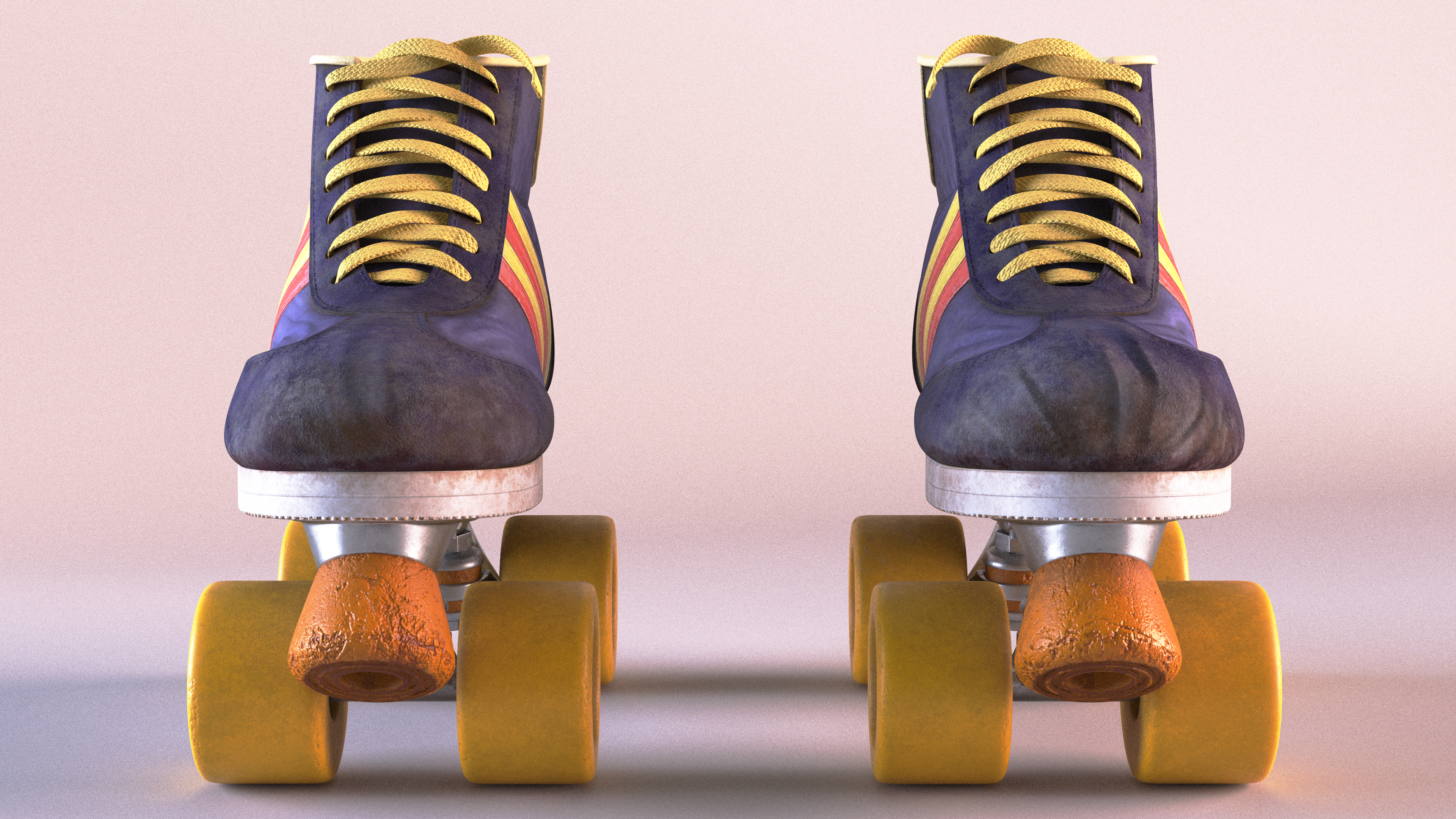 3D Vintage Style Old Roller Skates