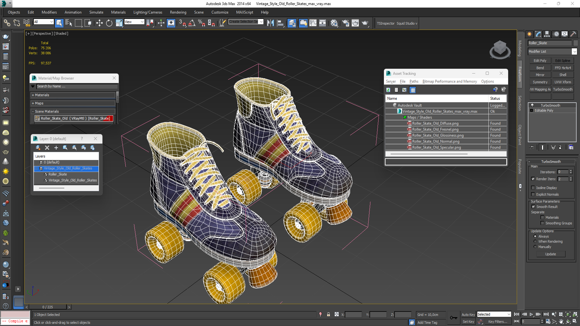 3D Vintage Style Old Roller Skates
