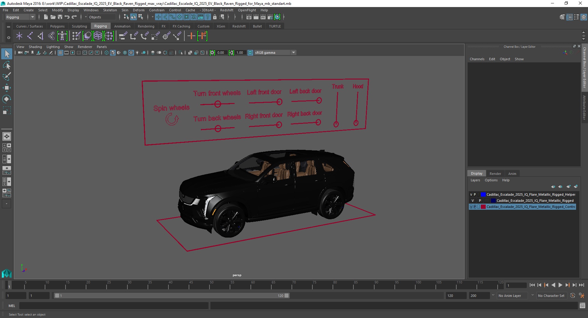 3D Cadillac Escalade IQ 2025 EV Black Raven Rigged for Maya