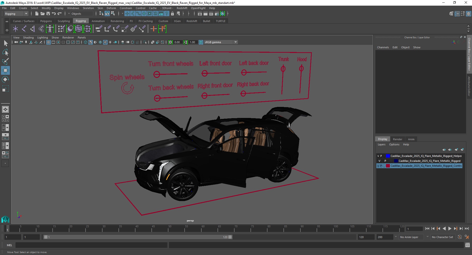 3D Cadillac Escalade IQ 2025 EV Black Raven Rigged for Maya