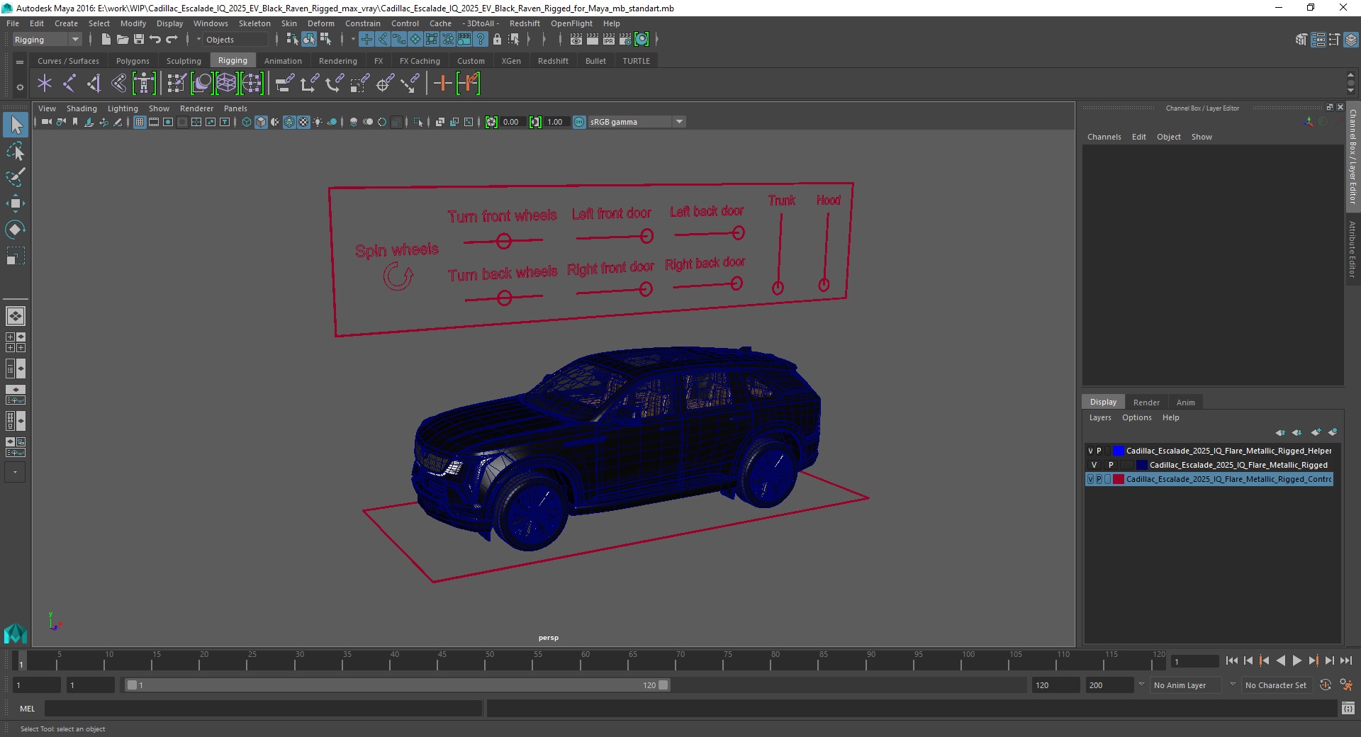 3D Cadillac Escalade IQ 2025 EV Black Raven Rigged for Maya