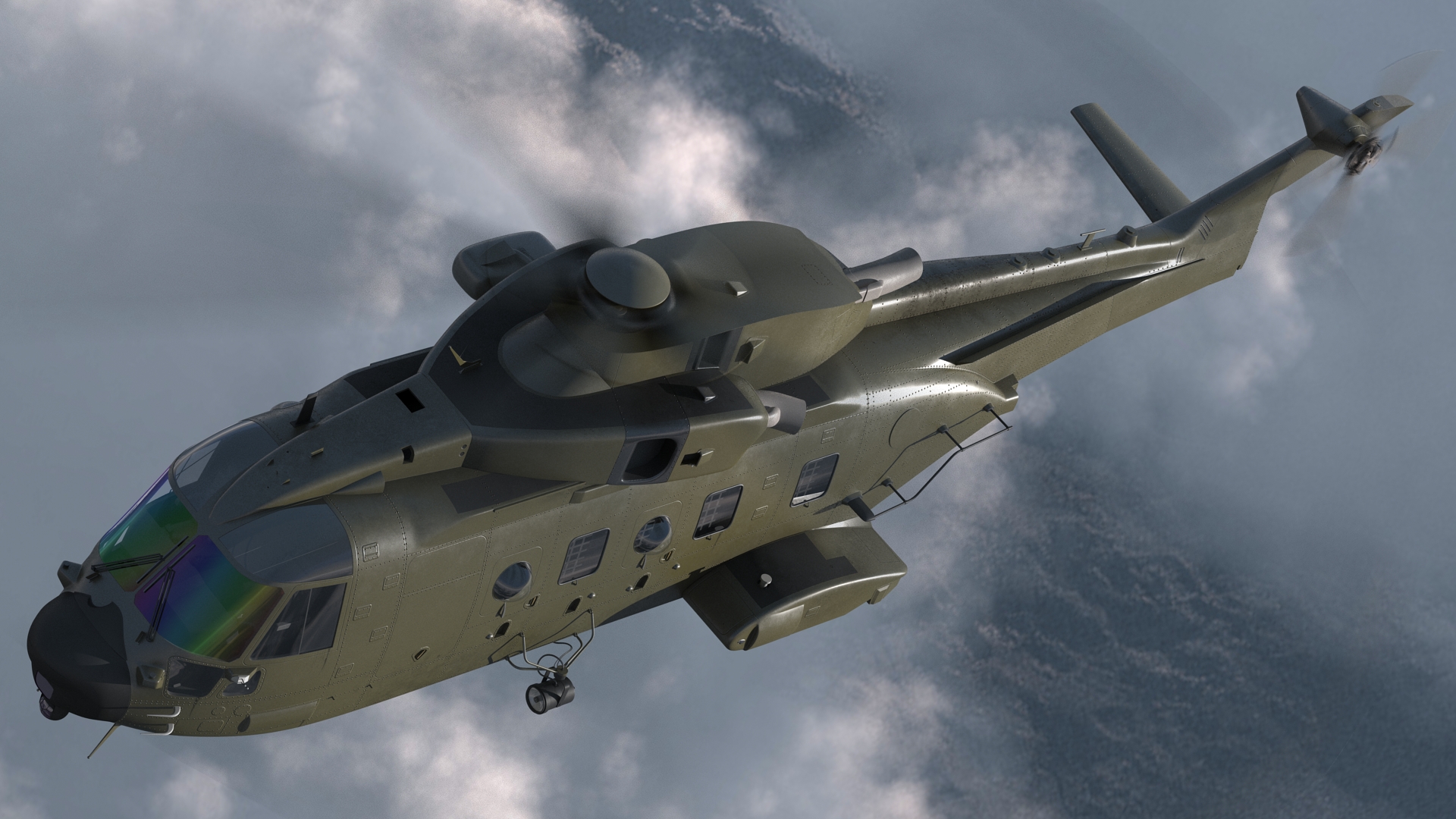 3D Medium Lift Military Helicopter Rigged model