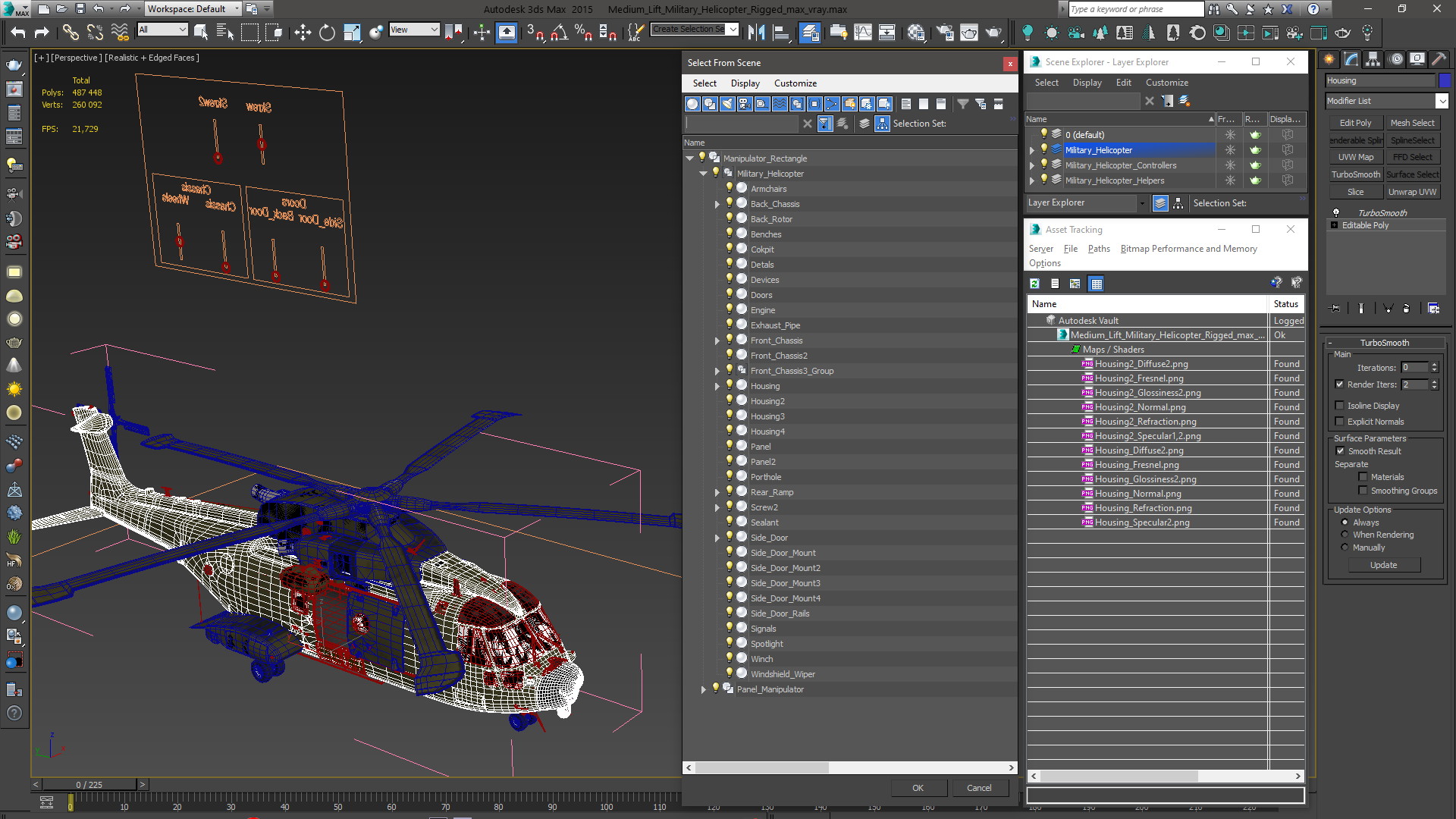 3D Medium Lift Military Helicopter Rigged model