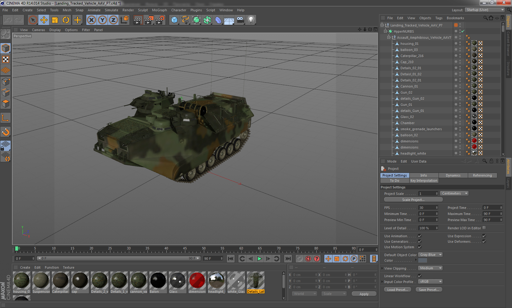 3D model Landing Tracked Vehicle AAV P7