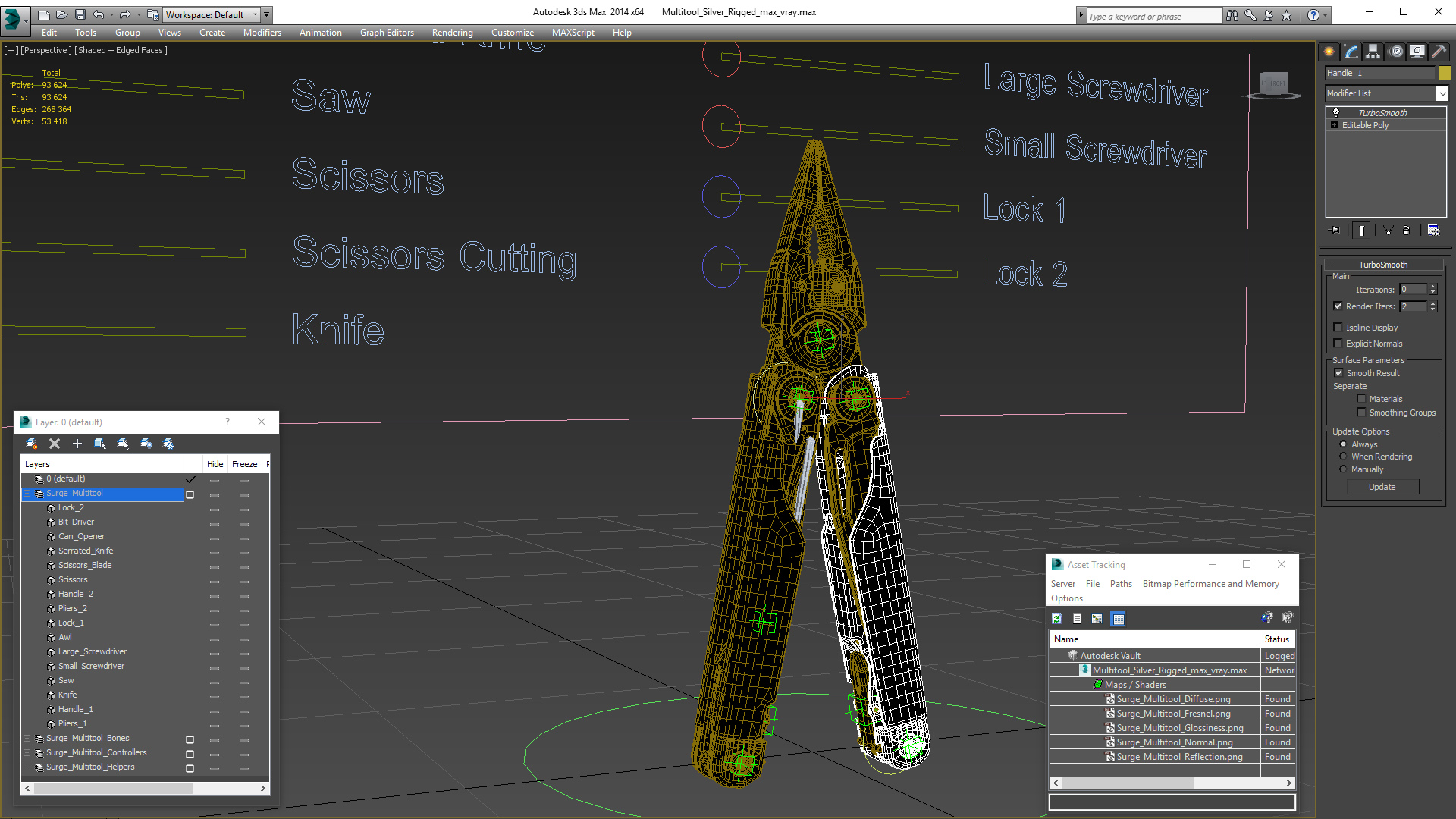 3D Multitool Silver Rigged model