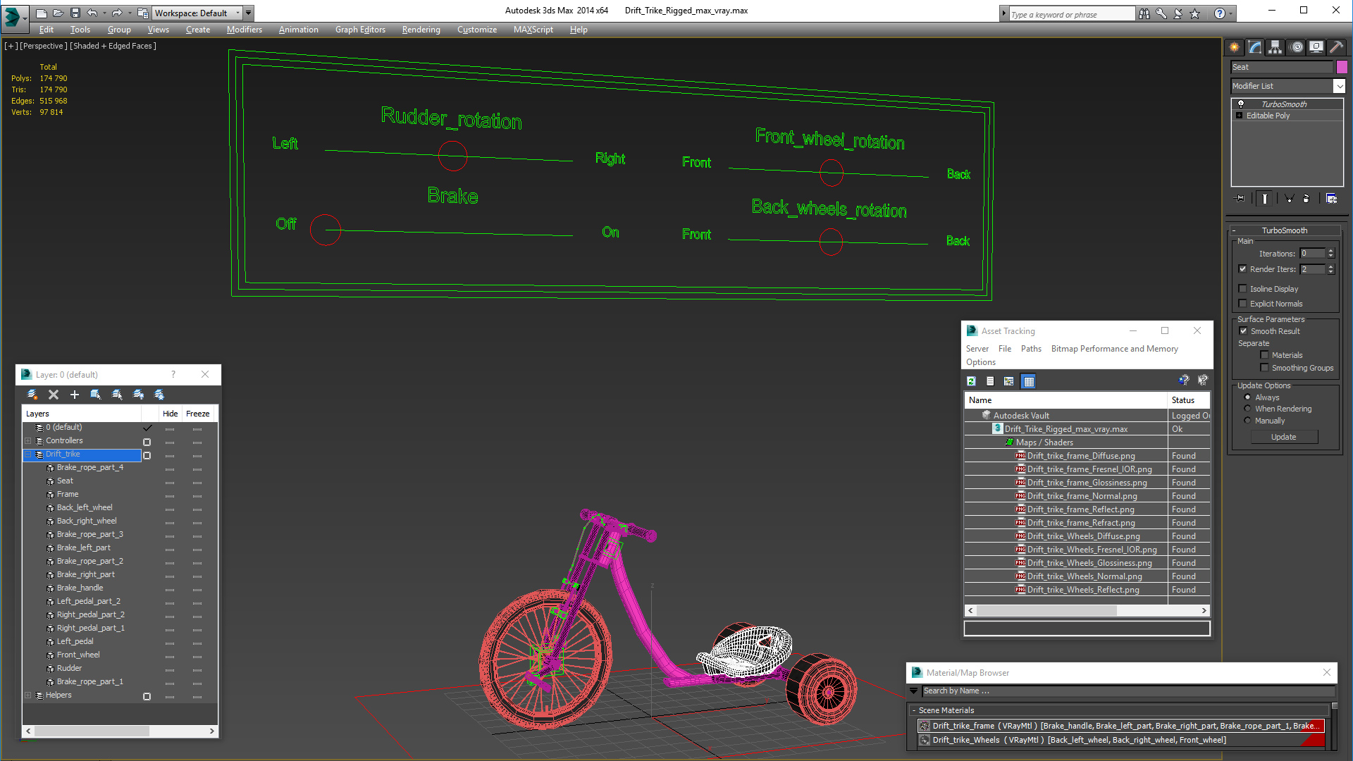 3D Drift Trike Rigged model