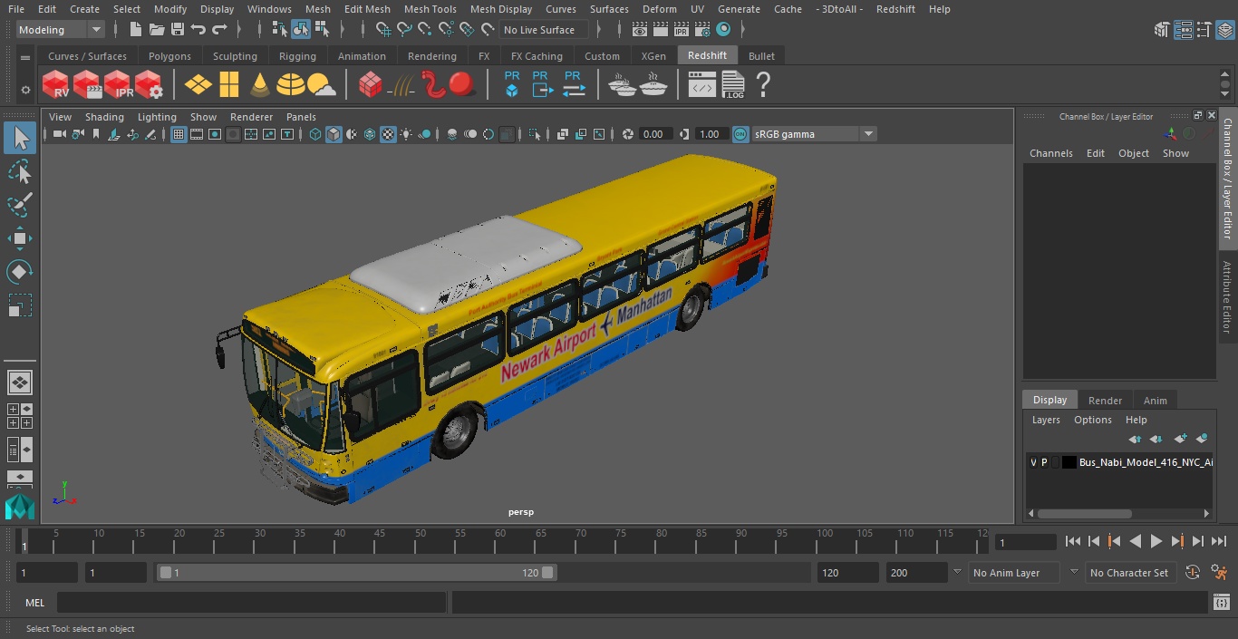 Bus Nabi Model 416 NYC Airport Express Simple Interior 3D model