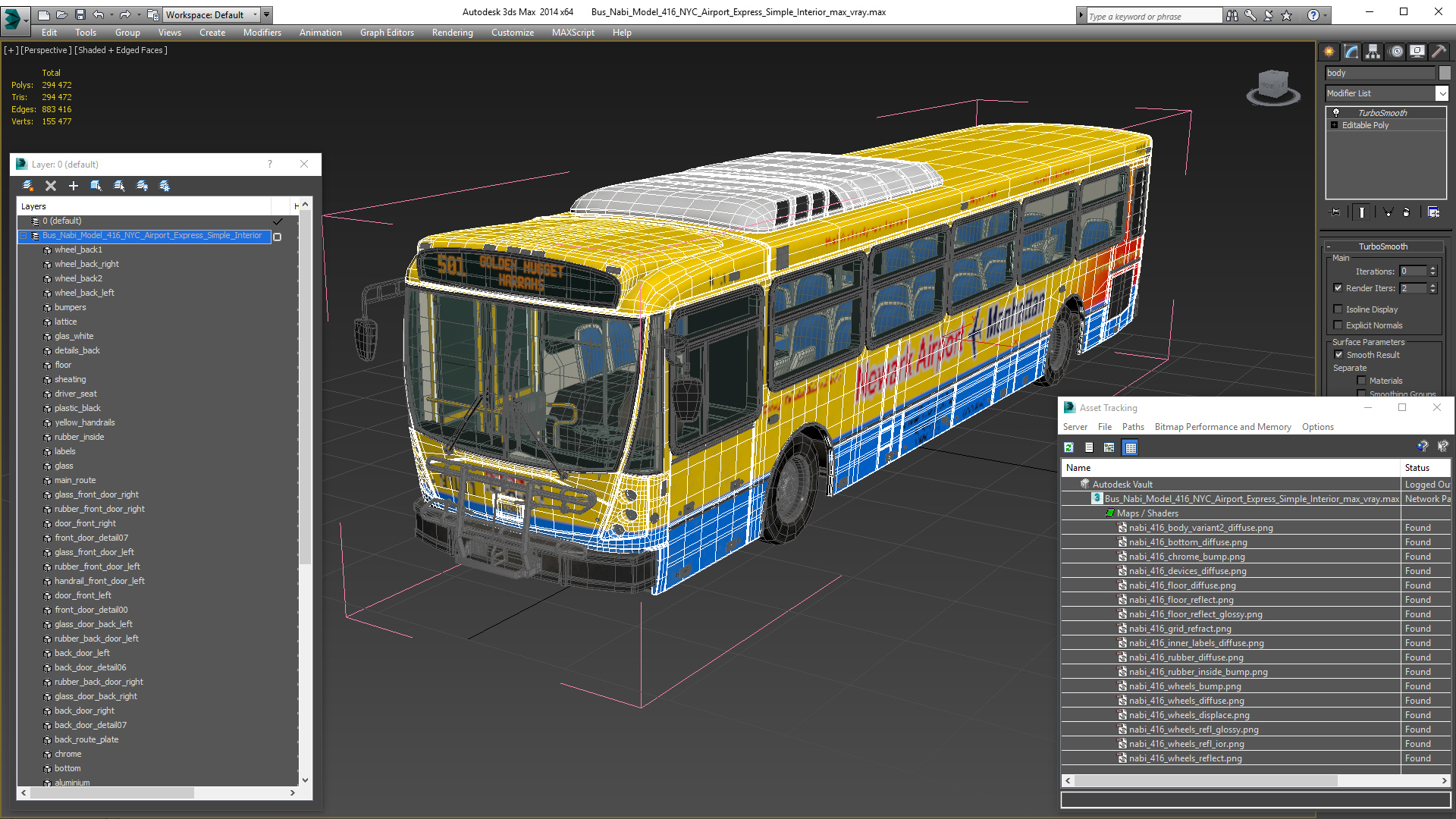 Bus Nabi Model 416 NYC Airport Express Simple Interior 3D model