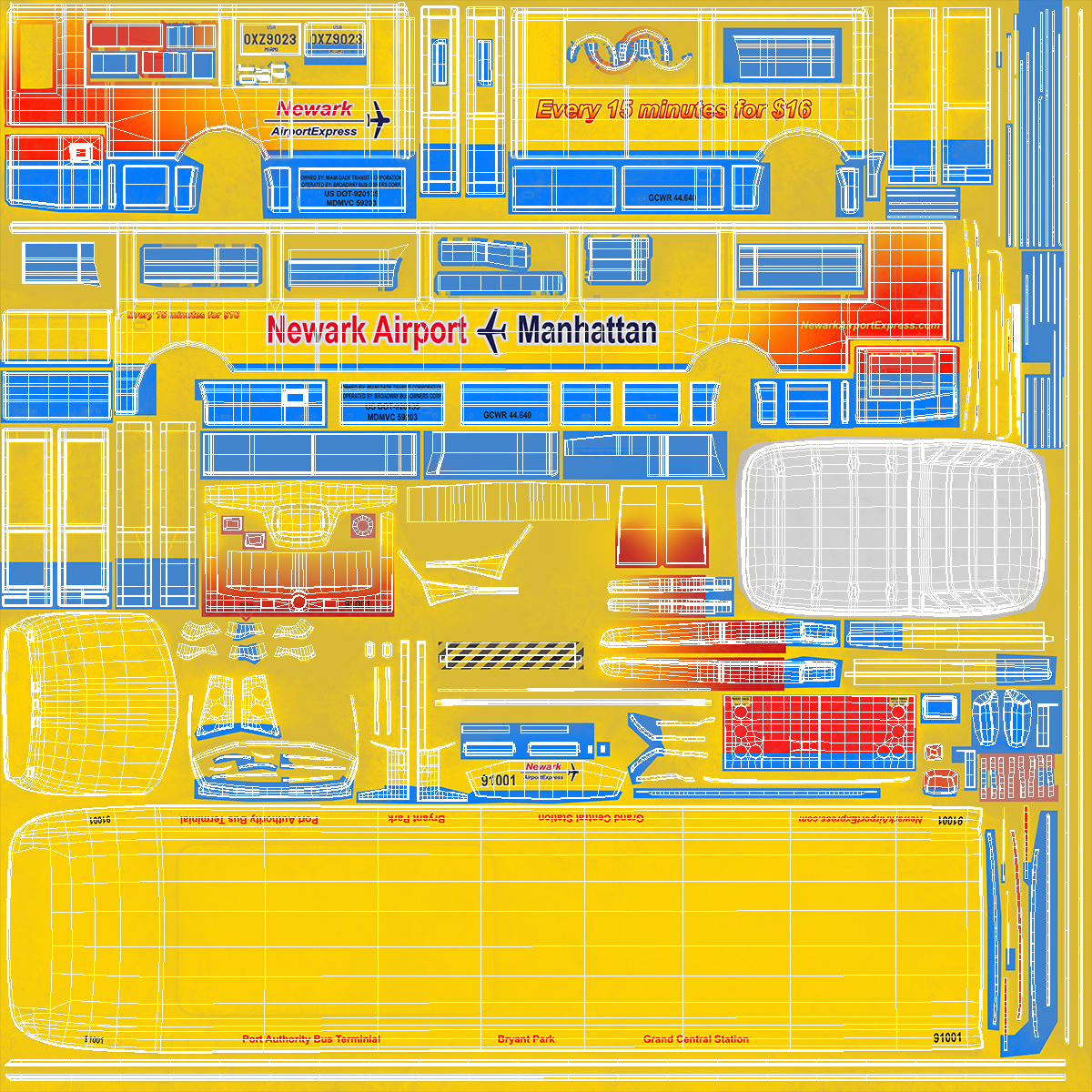 Bus Nabi Model 416 NYC Airport Express Simple Interior 3D model