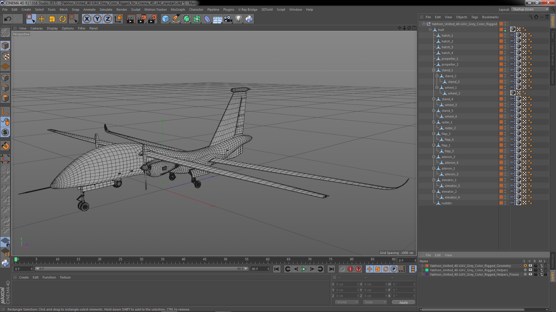 Yabhon United 40-UAV Grey Color Rigged for Cinema 4D 3D