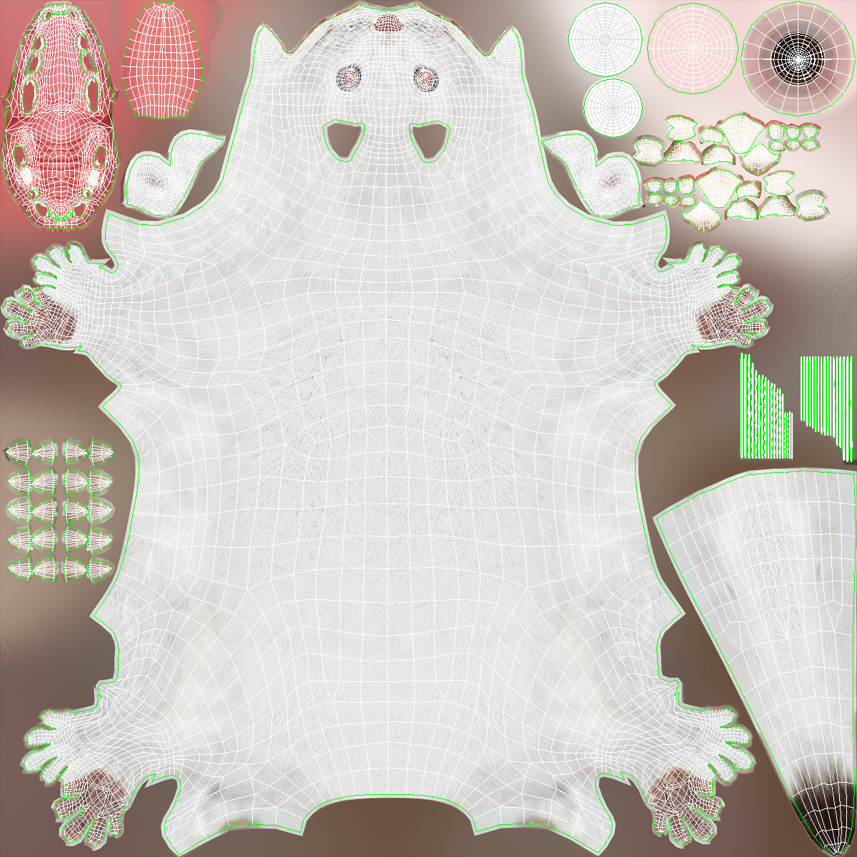 3D model Ermine Mammal White Rigged for Cinema 4D
