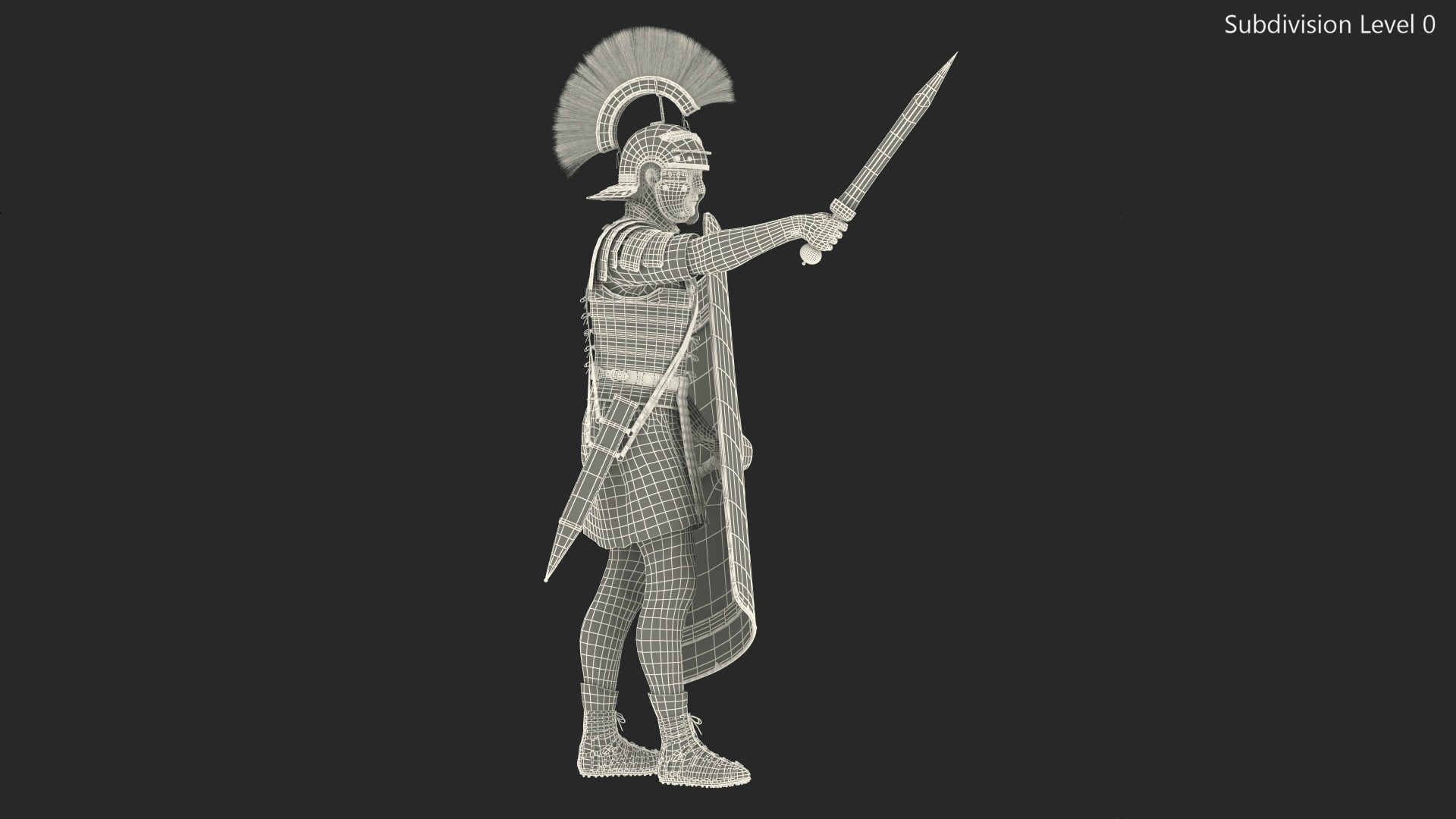 Veteran Roman Legionnaire with Gladius Salute Pose Fur 3D model