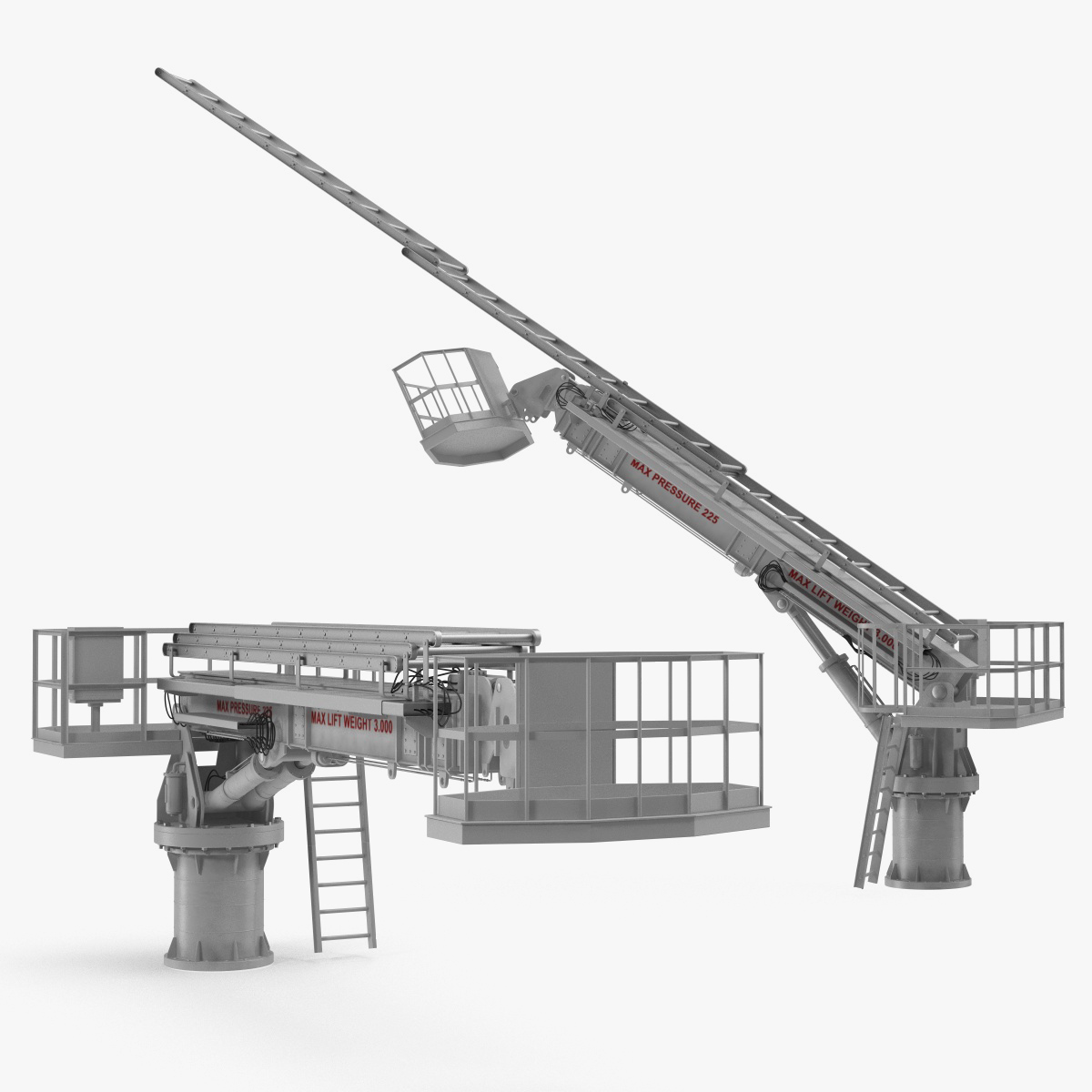Hydraulic Ladder Lift Rigged 3D Model