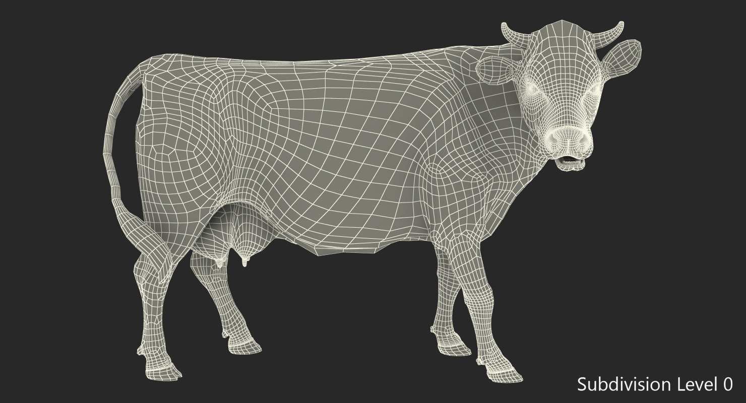3D Animated Cow Eating Rigged