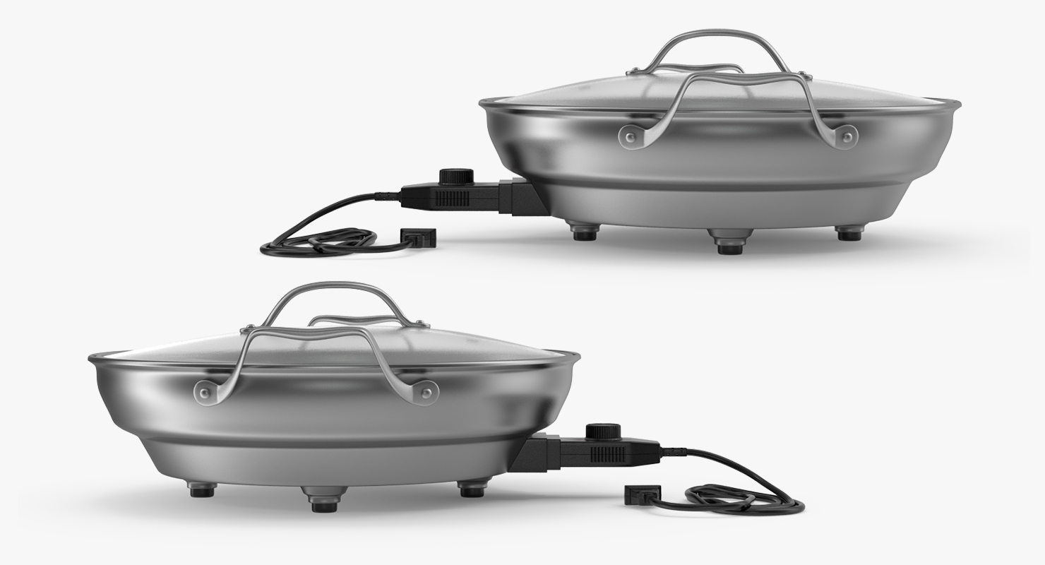 Round Electric Skillet 3D