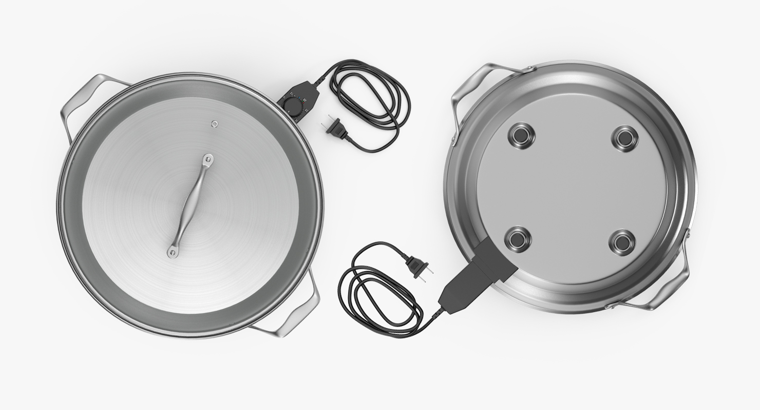 Round Electric Skillet 3D