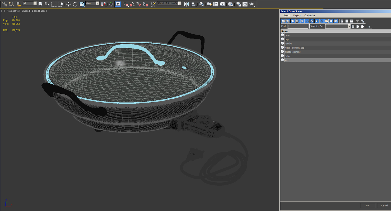 Round Electric Skillet 3D