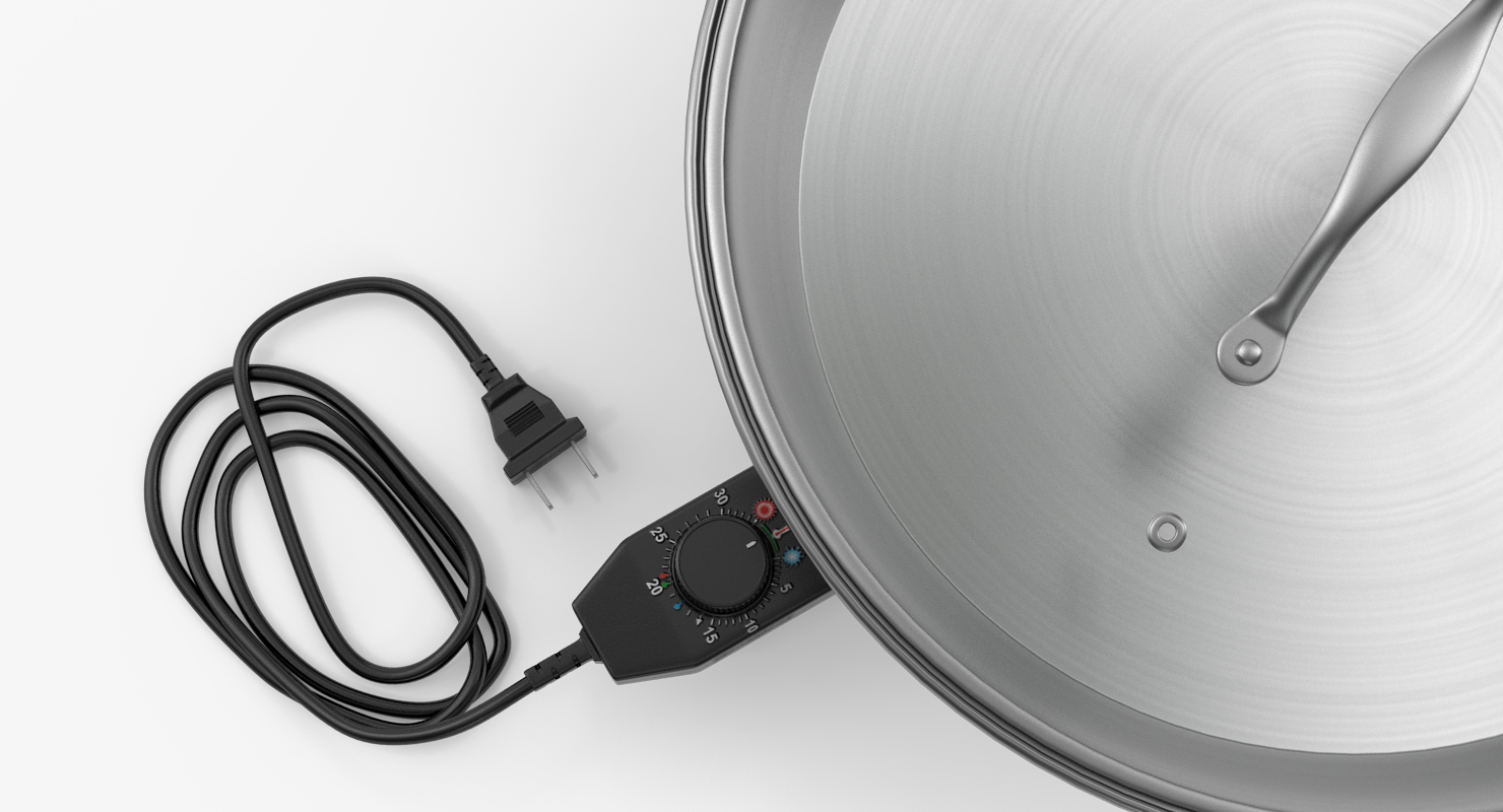 Round Electric Skillet 3D