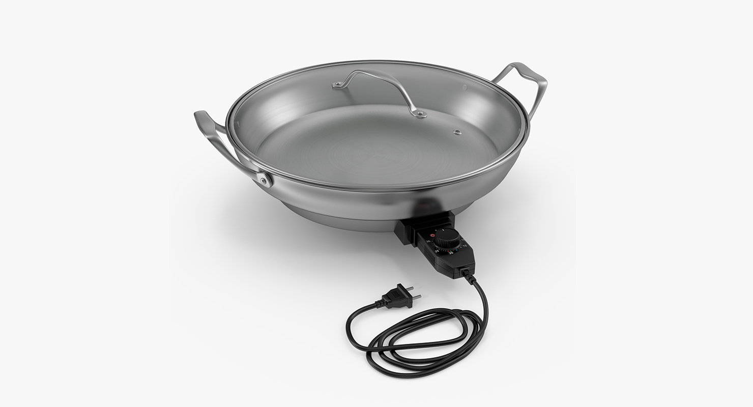 Round Electric Skillet 3D