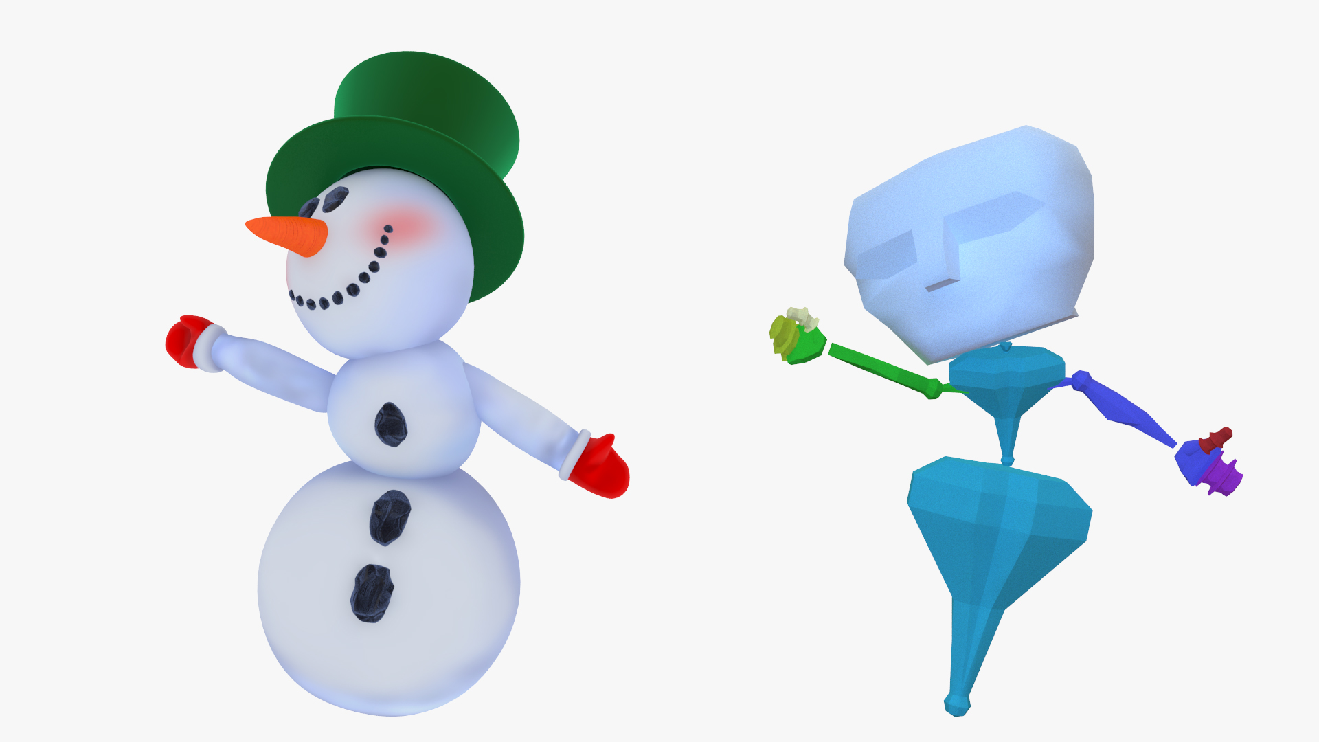 Cartoon Snowman Rigged 3D